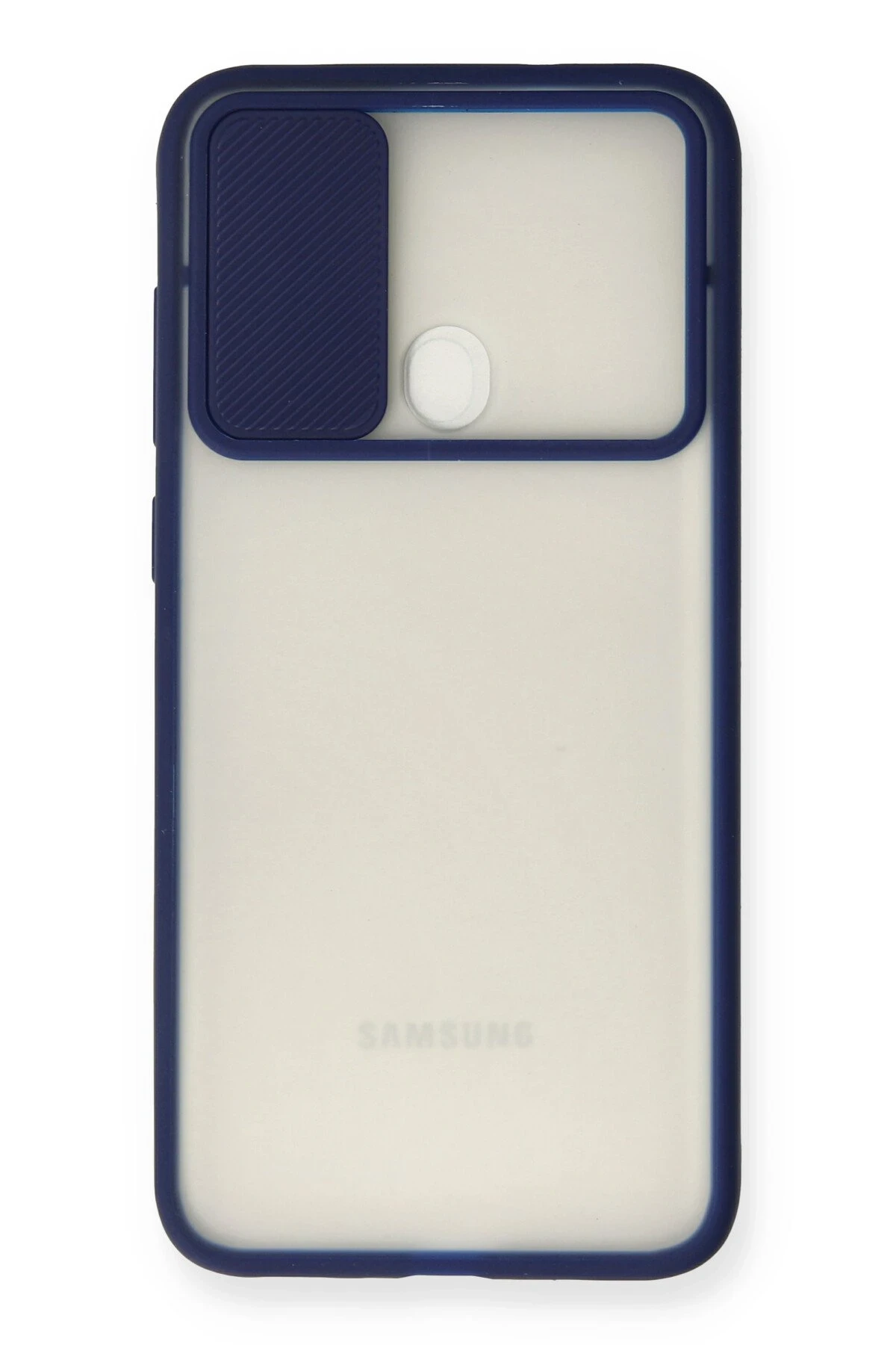 Newface Samsung Galaxy A11 Kılıf Palm Buzlu Kamera Sürgülü Silikon - Lacivert