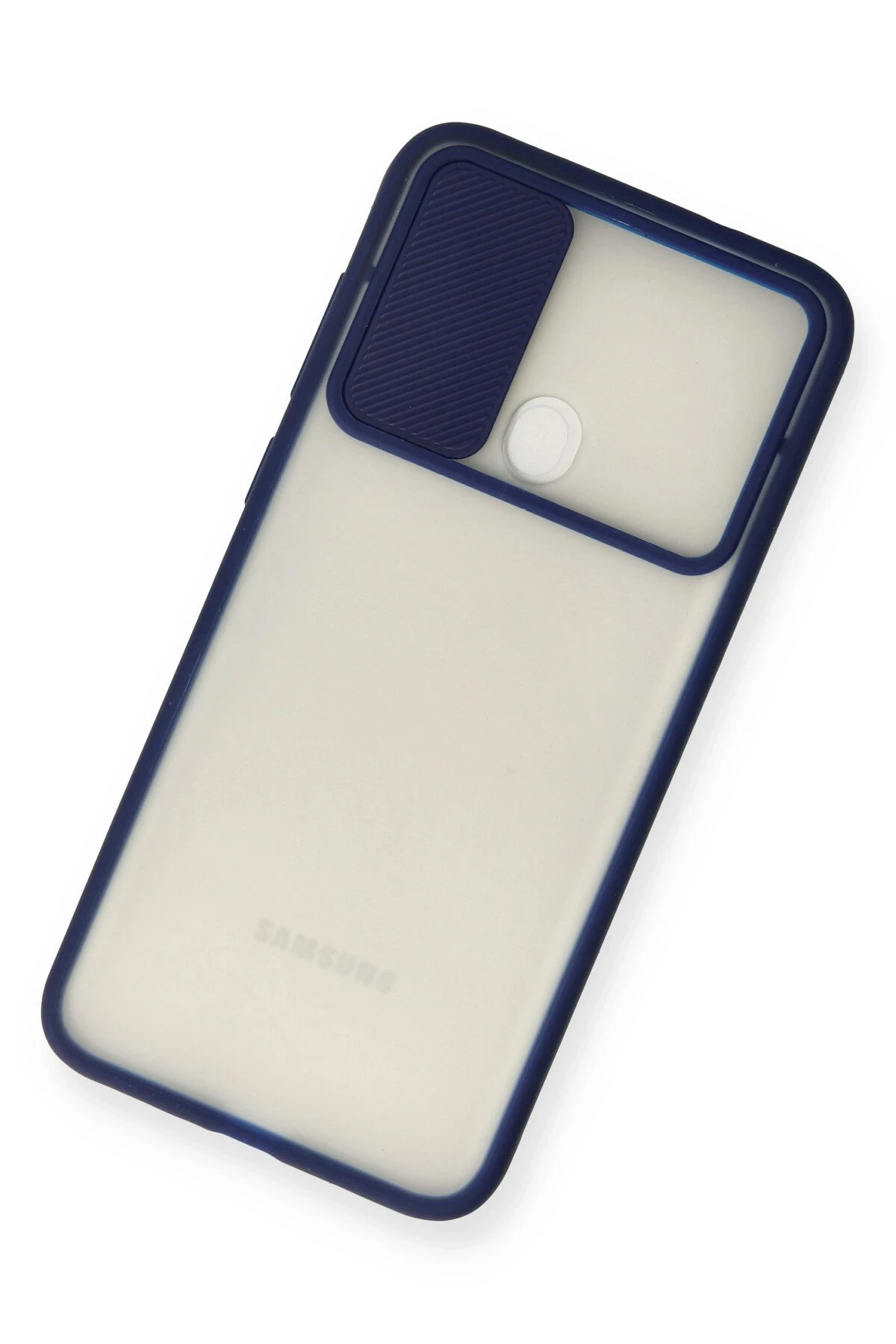 Newface Samsung Galaxy A11 Kılıf Palm Buzlu Kamera Sürgülü Silikon - Lacivert