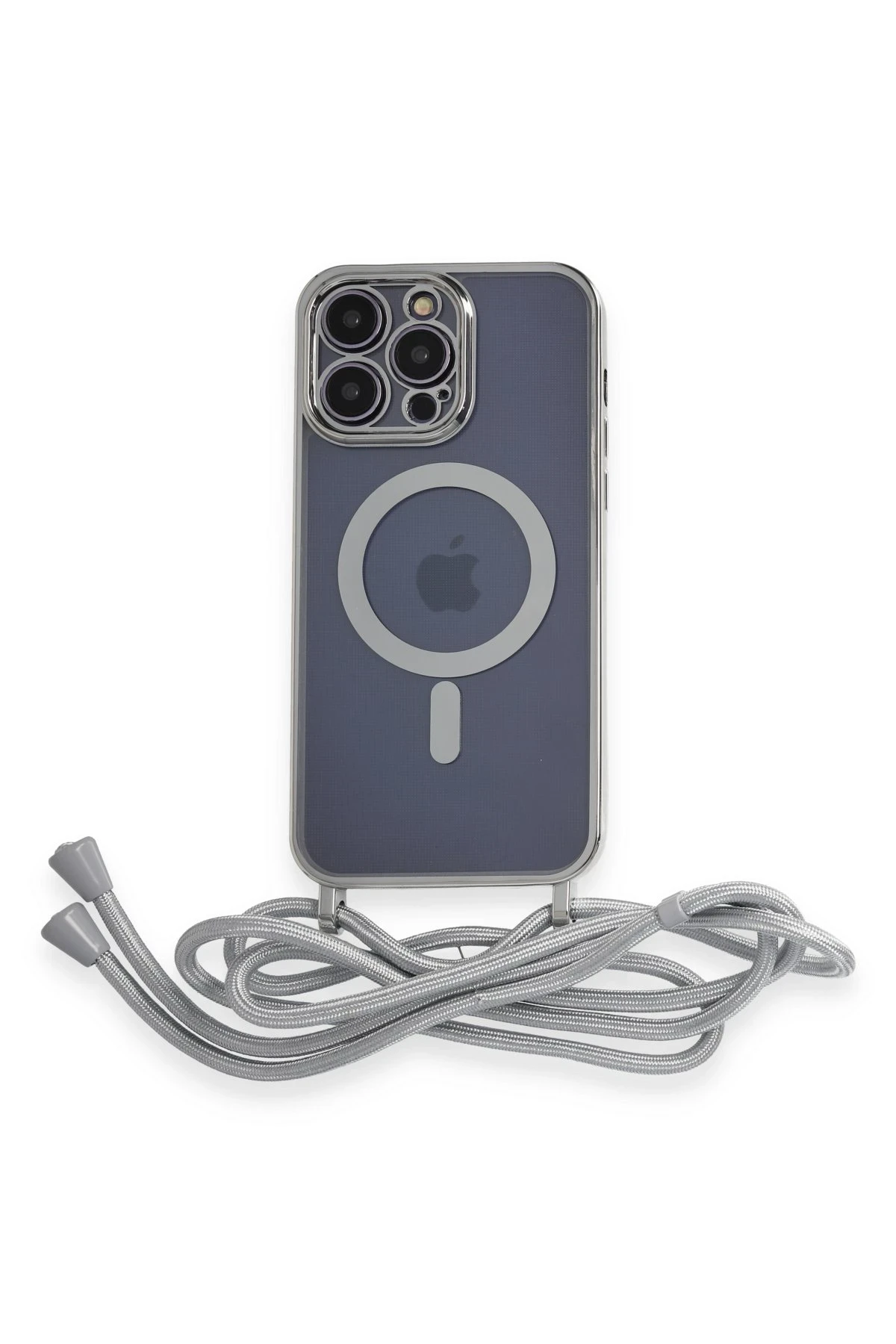 Newface iPhone 13 Pro Max Kılıf Divo Lazer Askılı Magsafe Kapak - Gümüş