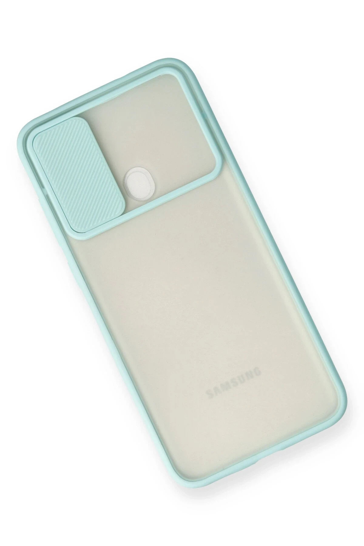 Newface Samsung Galaxy A11 Kılıf Palm Buzlu Kamera Sürgülü Silikon - Turkuaz