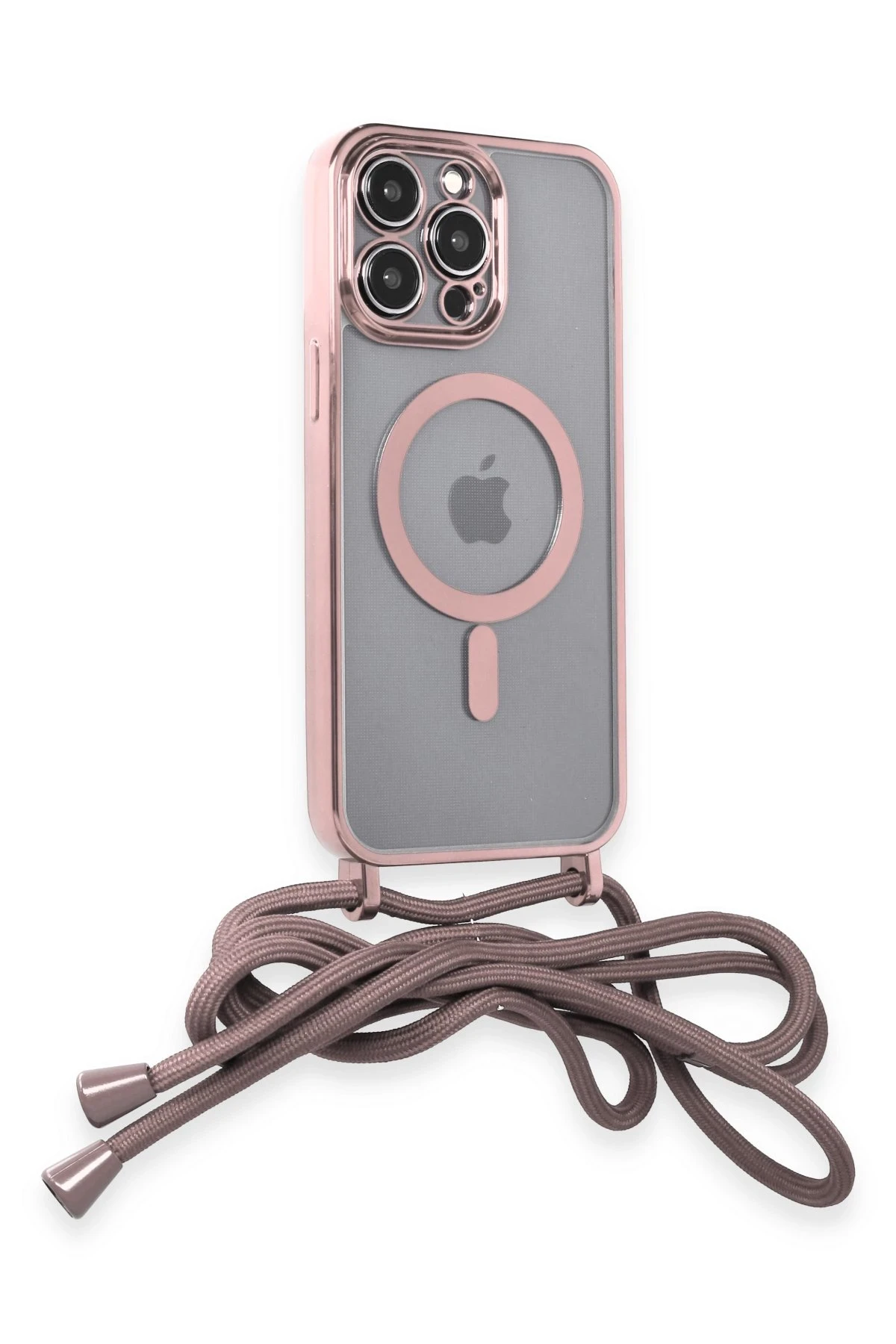 Newface iPhone 13 Pro Max Kılıf Divo Lazer Askılı Magsafe Kapak - Pembe