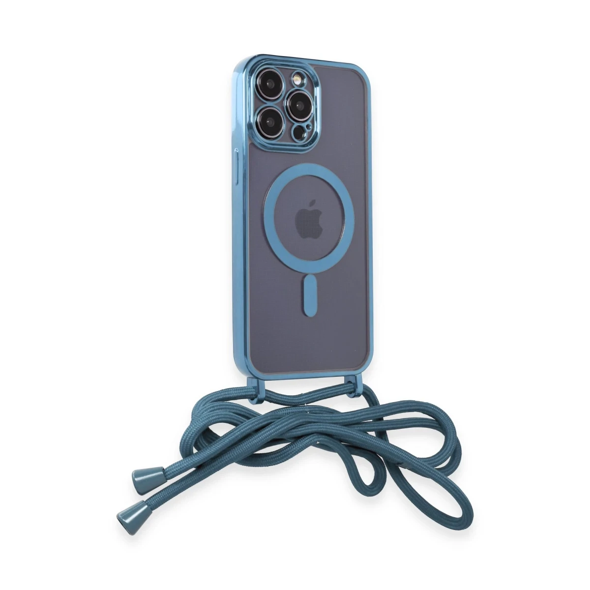 Apple iPhone 13 Pro Max Kılıf Divo Lazer Askılı Magsafe Kapak - Sierra Blue