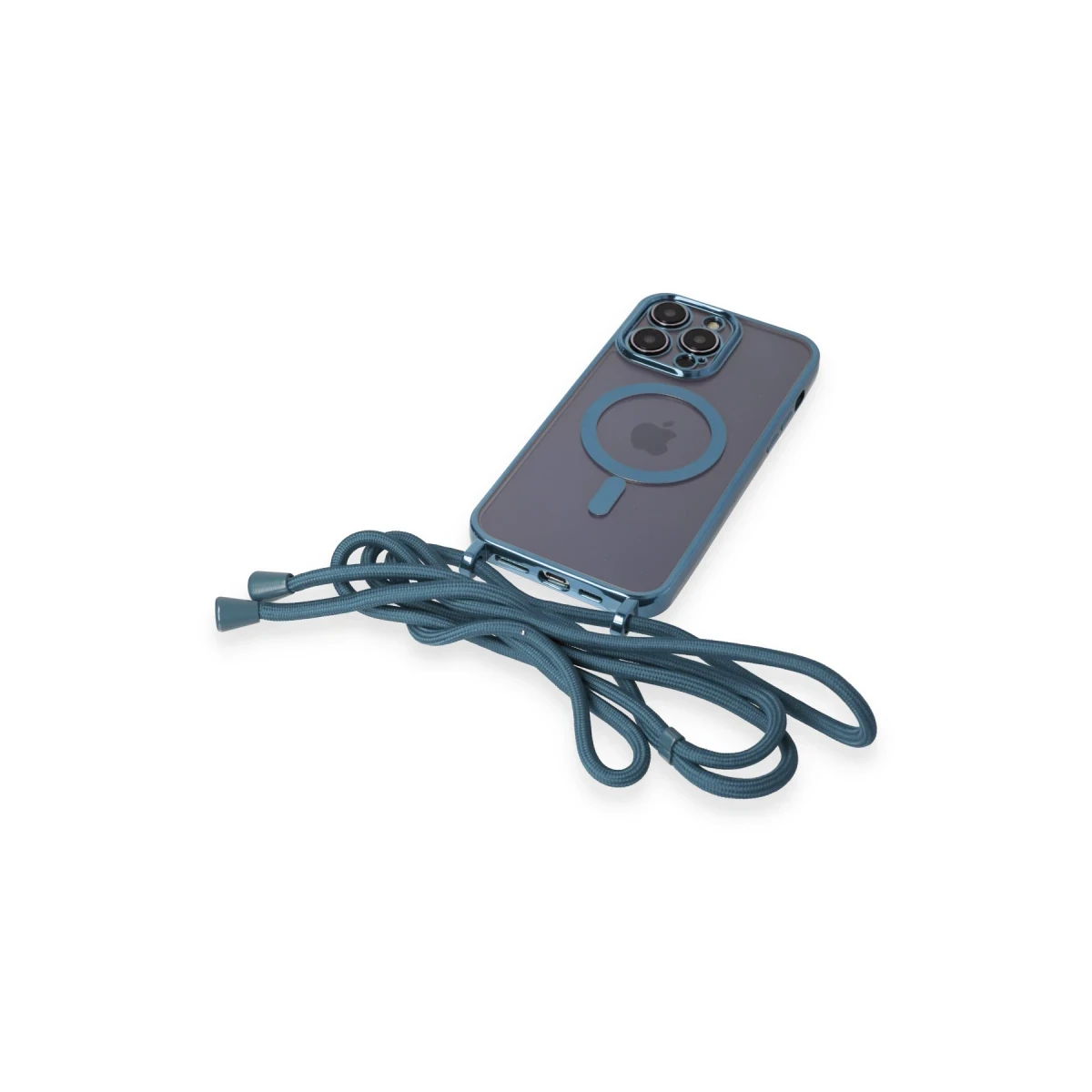 Apple iPhone 13 Pro Max Kılıf Divo Lazer Askılı Magsafe Kapak - Sierra Blue