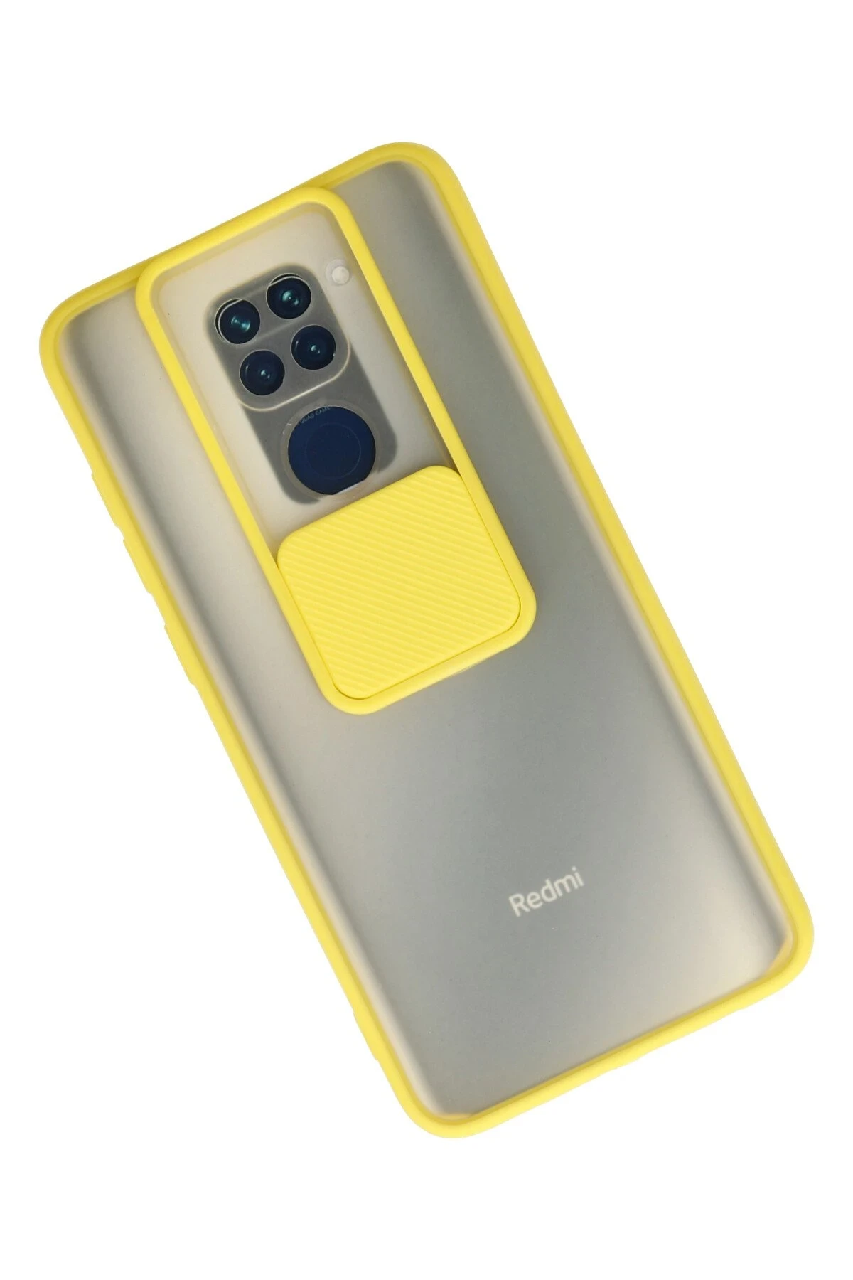 Newface Xiaomi Redmi Note 9 Kılıf Palm Buzlu Kamera Sürgülü Silikon - Sarı