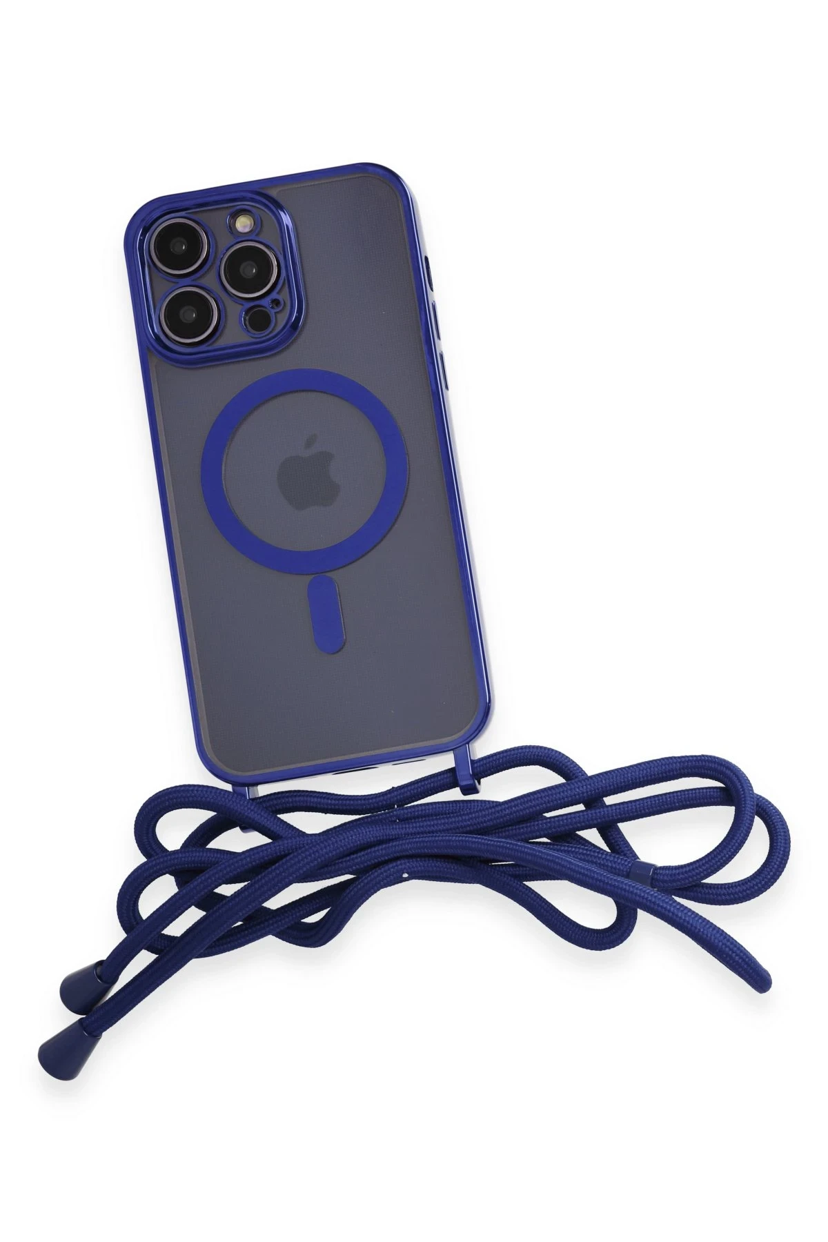 Newface iPhone 13 Pro Max Kılıf Divo Lazer Askılı Magsafe Kapak - Mavi
