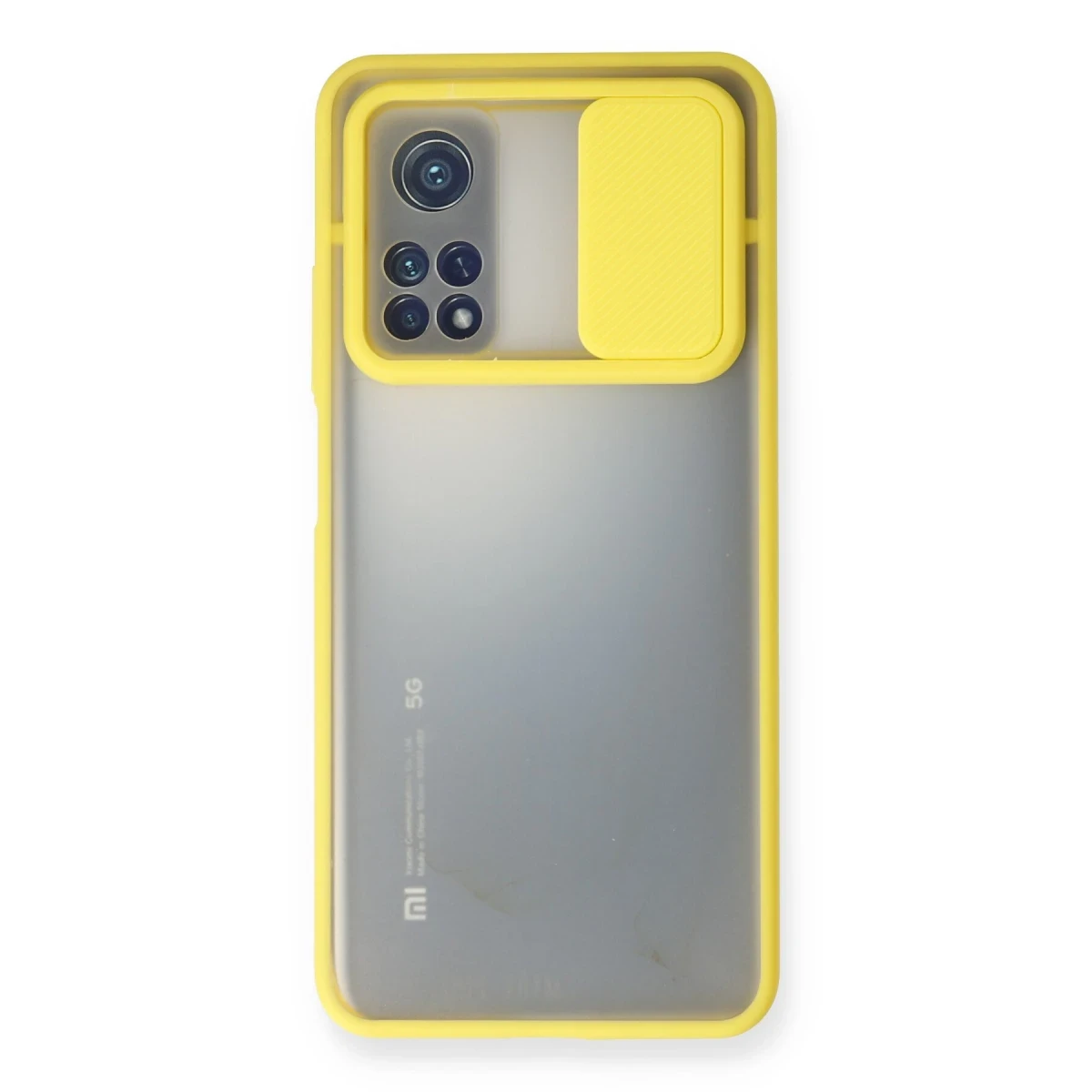 Newface Xiaomi Mi 10T Kılıf Palm Buzlu Kamera Sürgülü Silikon - Sarı — görsel 4