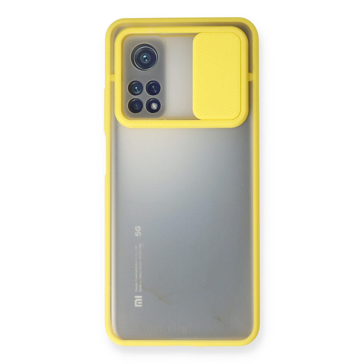 Newface Xiaomi Mi 10T Kılıf Palm Buzlu Kamera Sürgülü Silikon - Sarı — görsel 7