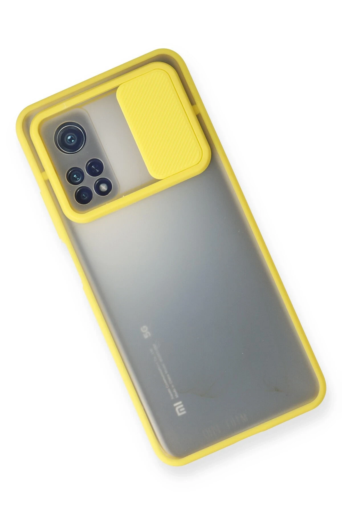 Newface Xiaomi Mi 10T Kılıf Palm Buzlu Kamera Sürgülü Silikon - Sarı — görsel 3