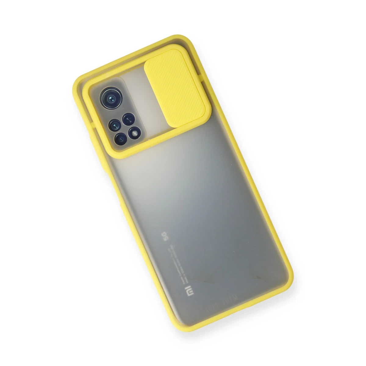 Newface Xiaomi Mi 10T Kılıf Palm Buzlu Kamera Sürgülü Silikon - Sarı — görsel 6