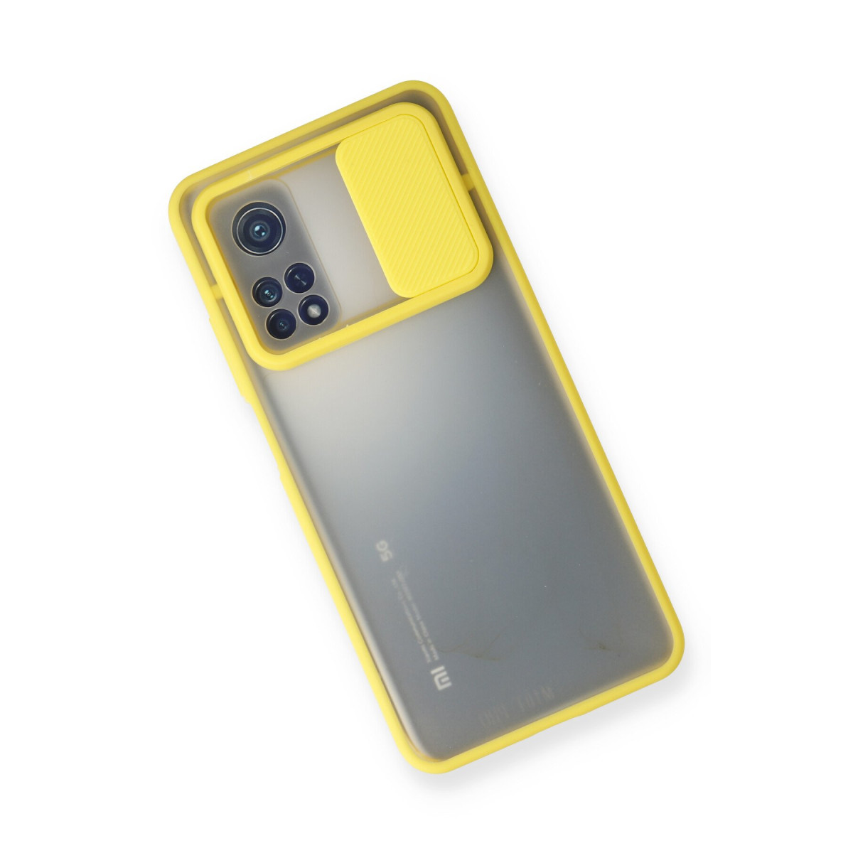 Newface Xiaomi Mi 10T Kılıf Palm Buzlu Kamera Sürgülü Silikon - Sarı — görsel 9