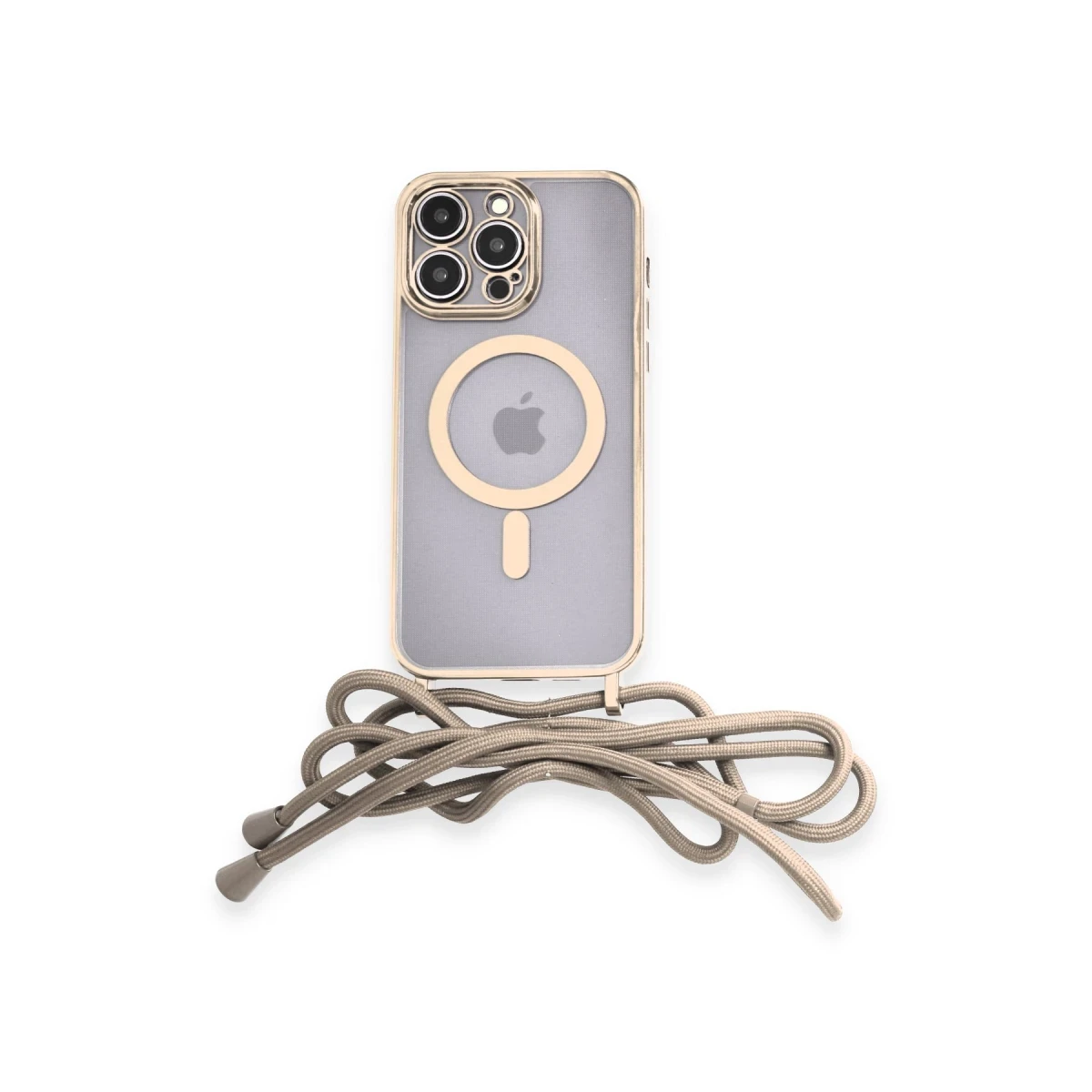 Newface Apple iPhone 14 Pro Kılıf Divo Lazer Askılı Magsafe Kapak - Gold