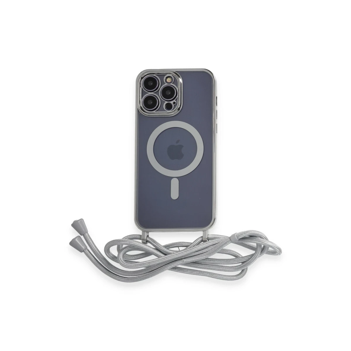 Newface Apple iPhone 14 Pro Kılıf Divo Lazer Askılı Magsafe Kapak - Gümüş