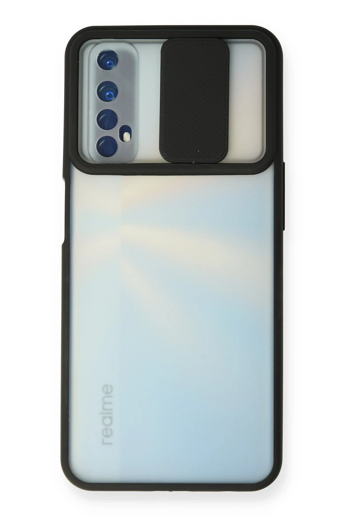 Newface Realme 7 Kılıf Palm Buzlu Kamera Sürgülü Silikon - Siyah