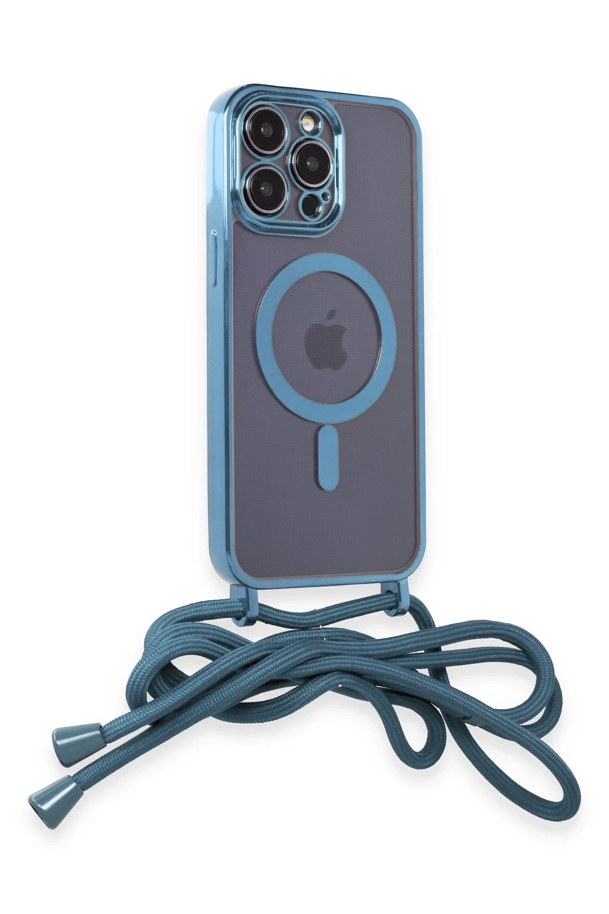 Newface iPhone 14 Pro Kılıf Divo Lazer Askılı Magsafe Kapak - Sierra Blue