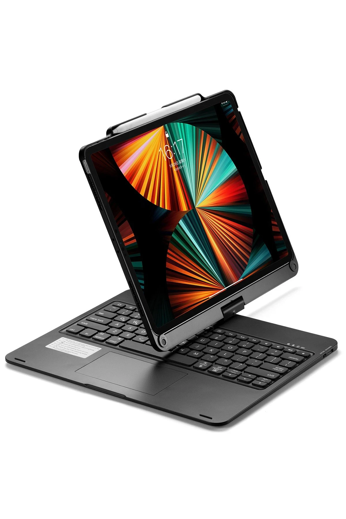 Newface Apple iPad Pro 12.9 (2021) Kılıf Magic Dönen Klavyeli Tablet Kılıf - Siyah — görsel 3