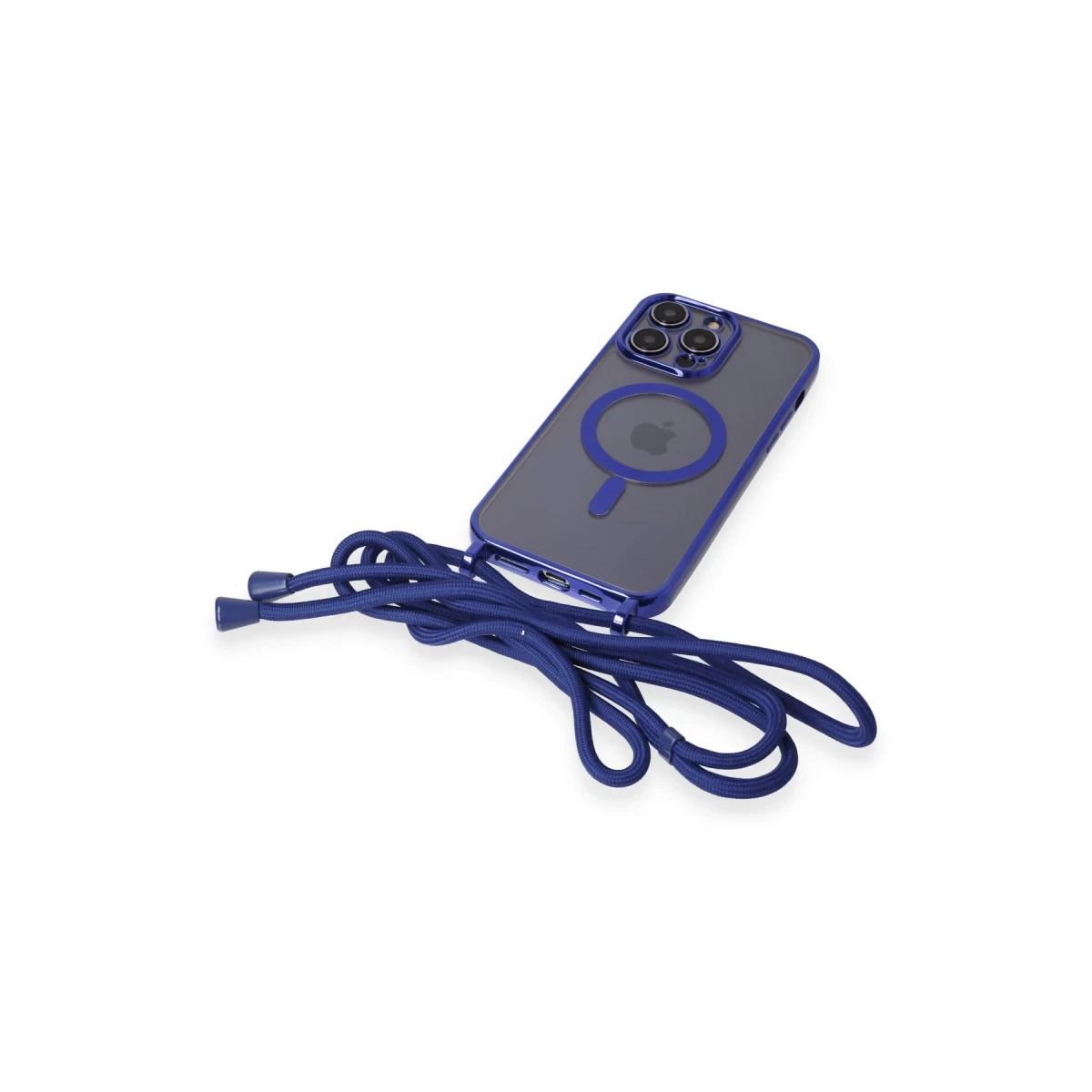 Newface Apple iPhone 14 Pro Max Kılıf Divo Lazer Askılı Magsafe Kapak - Mavi