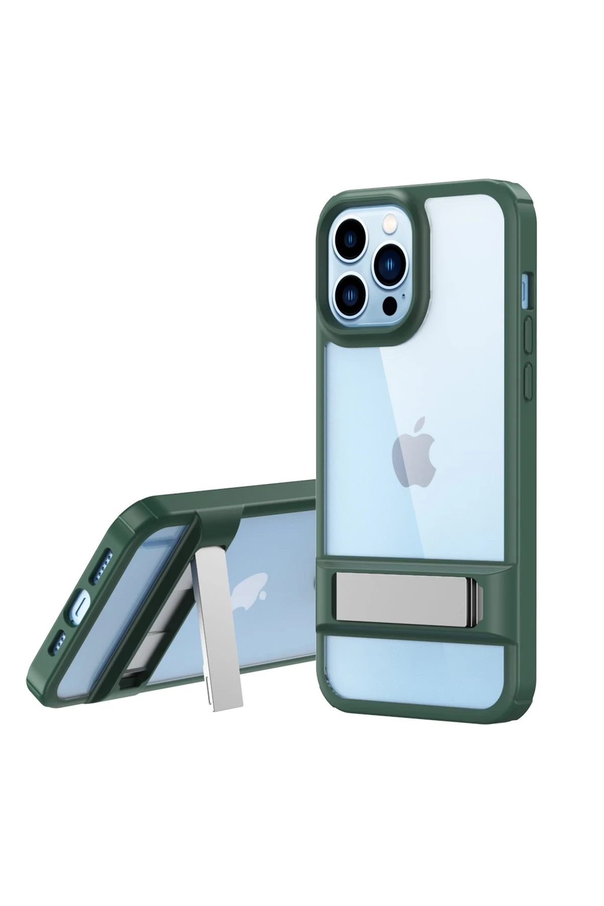 Newface iPhone 13 Pro Max Kılıf Rolet Stand Kapak - Yeşil