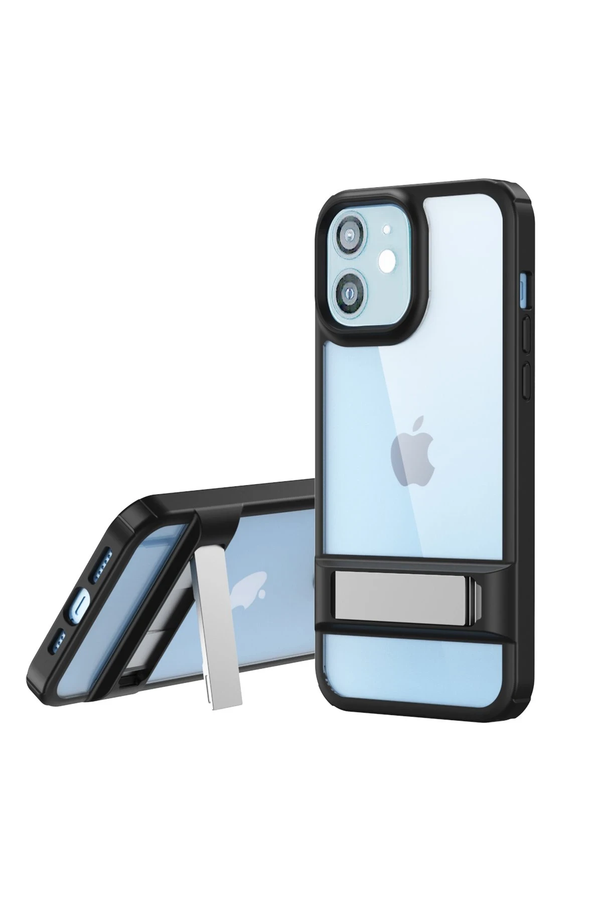 Newface Apple iPhone 12 Kılıf Rolet Stand Kapak - Siyah