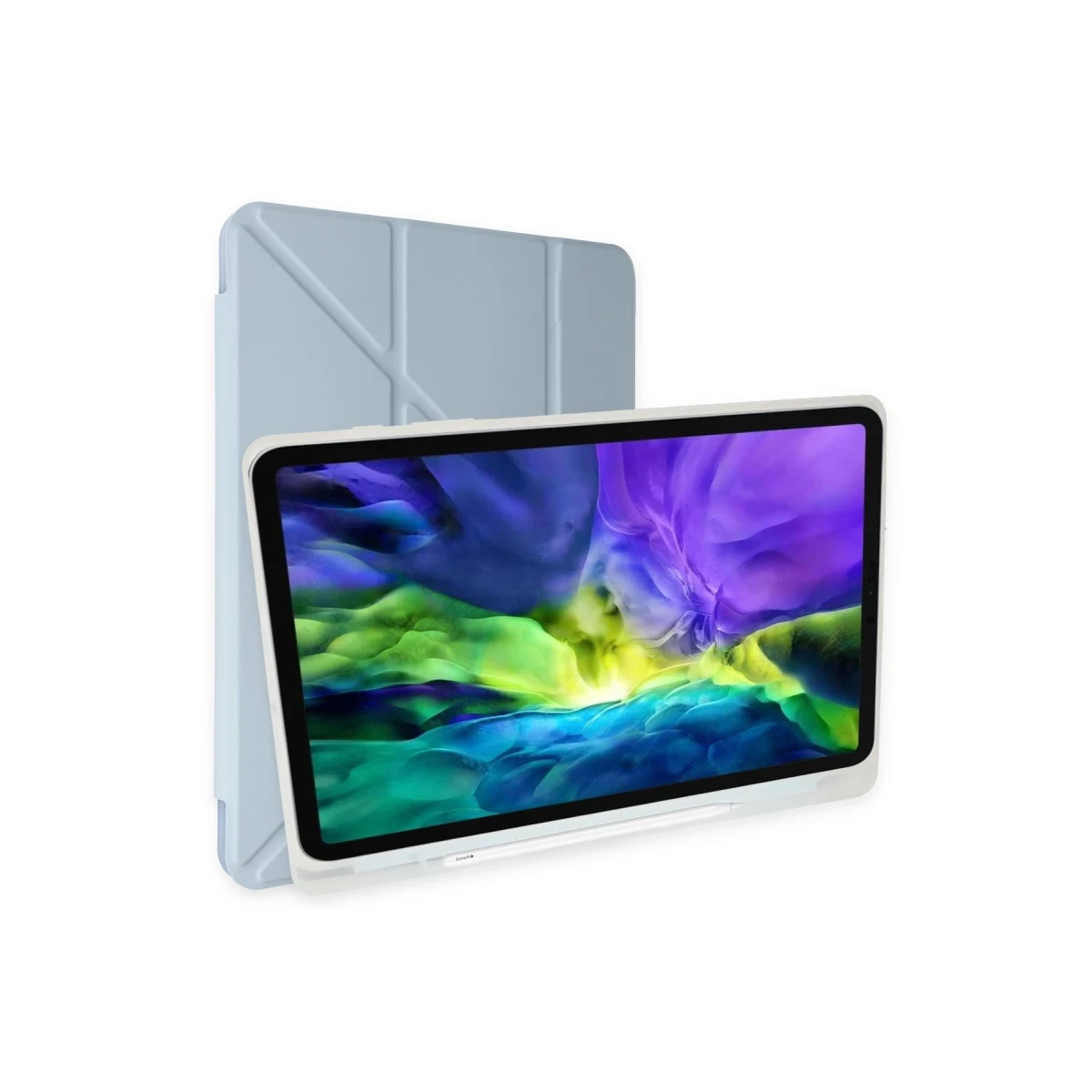 Newface Samsung Galaxy T737 Tab S7 FE 12.4 Kılıf Kalemlikli Mars Tablet Kılıfı - Mavi