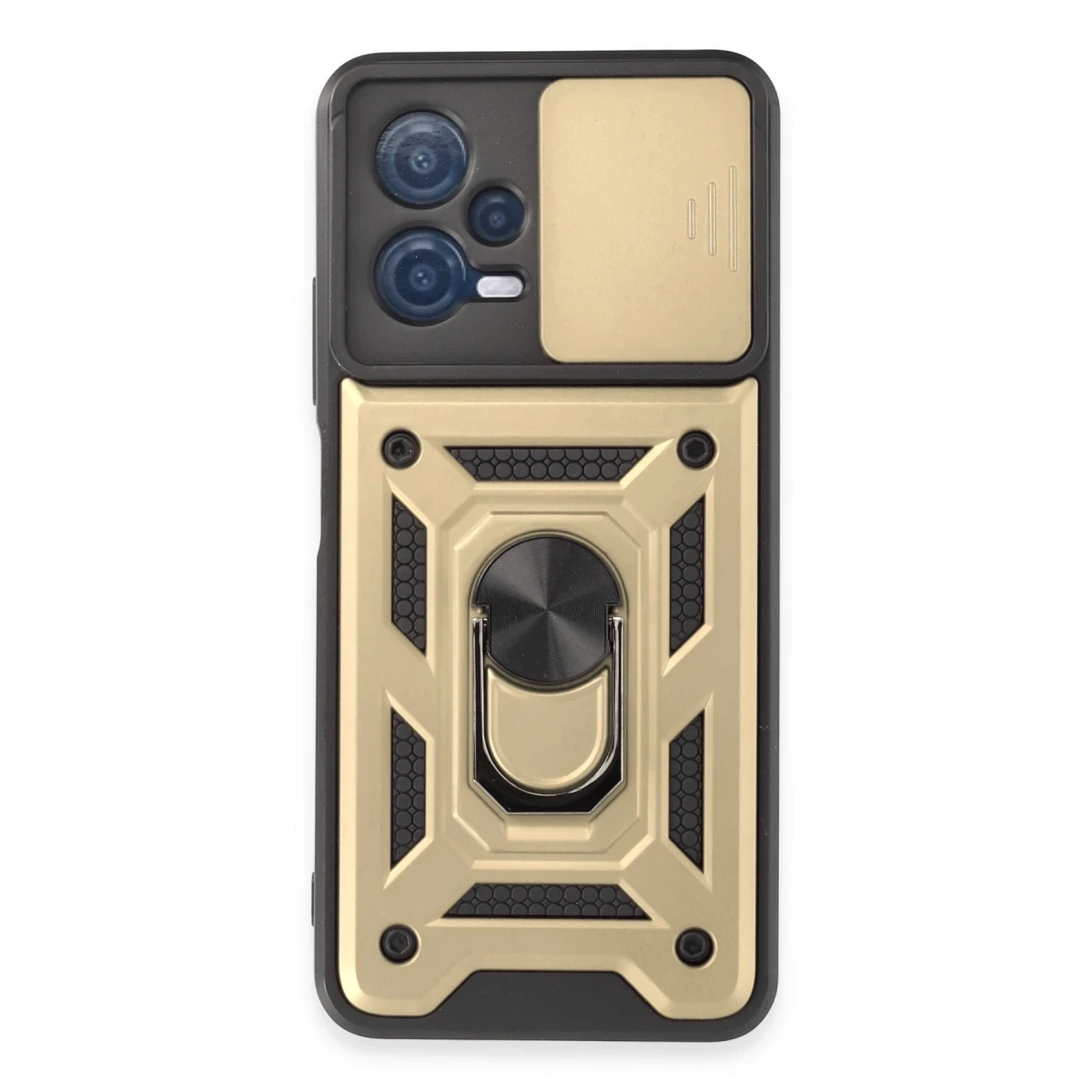 Newface Xiaomi Redmi Note 12 5G Kılıf Pars Lens Yüzüklü Silikon - Gold