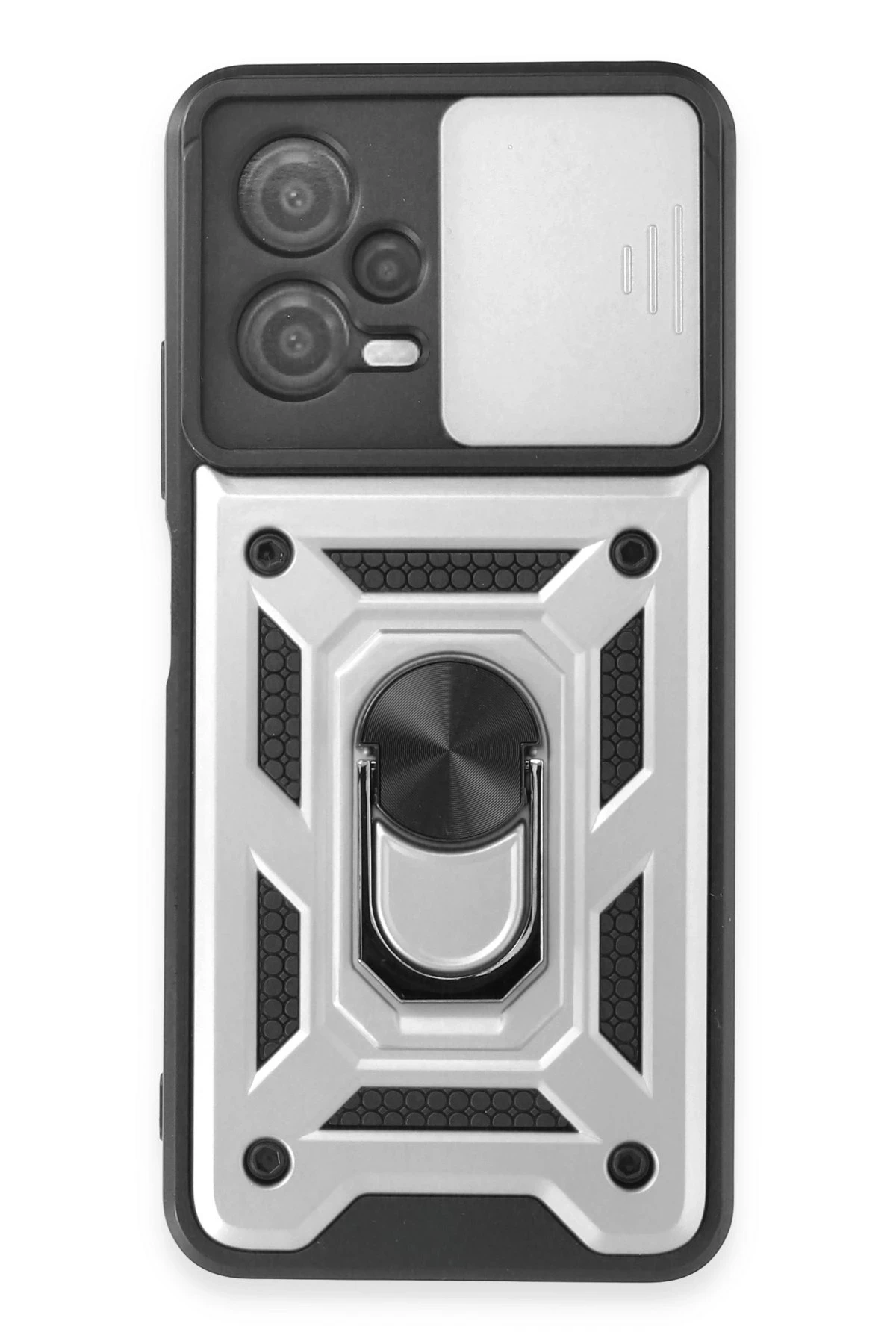 Newface Xiaomi Redmi Note 12 5G Kılıf Pars Lens Yüzüklü Silikon - Gümüş