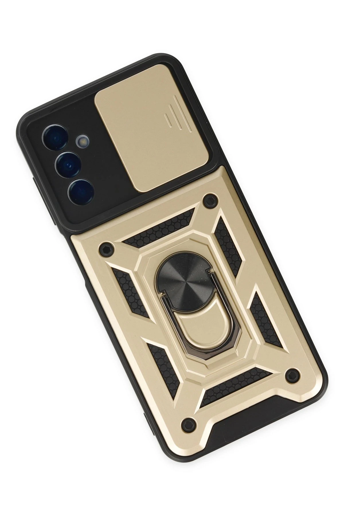 Newface Samsung Galaxy M13 Kılıf Pars Lens Yüzüklü Silikon - Gold — görsel 3