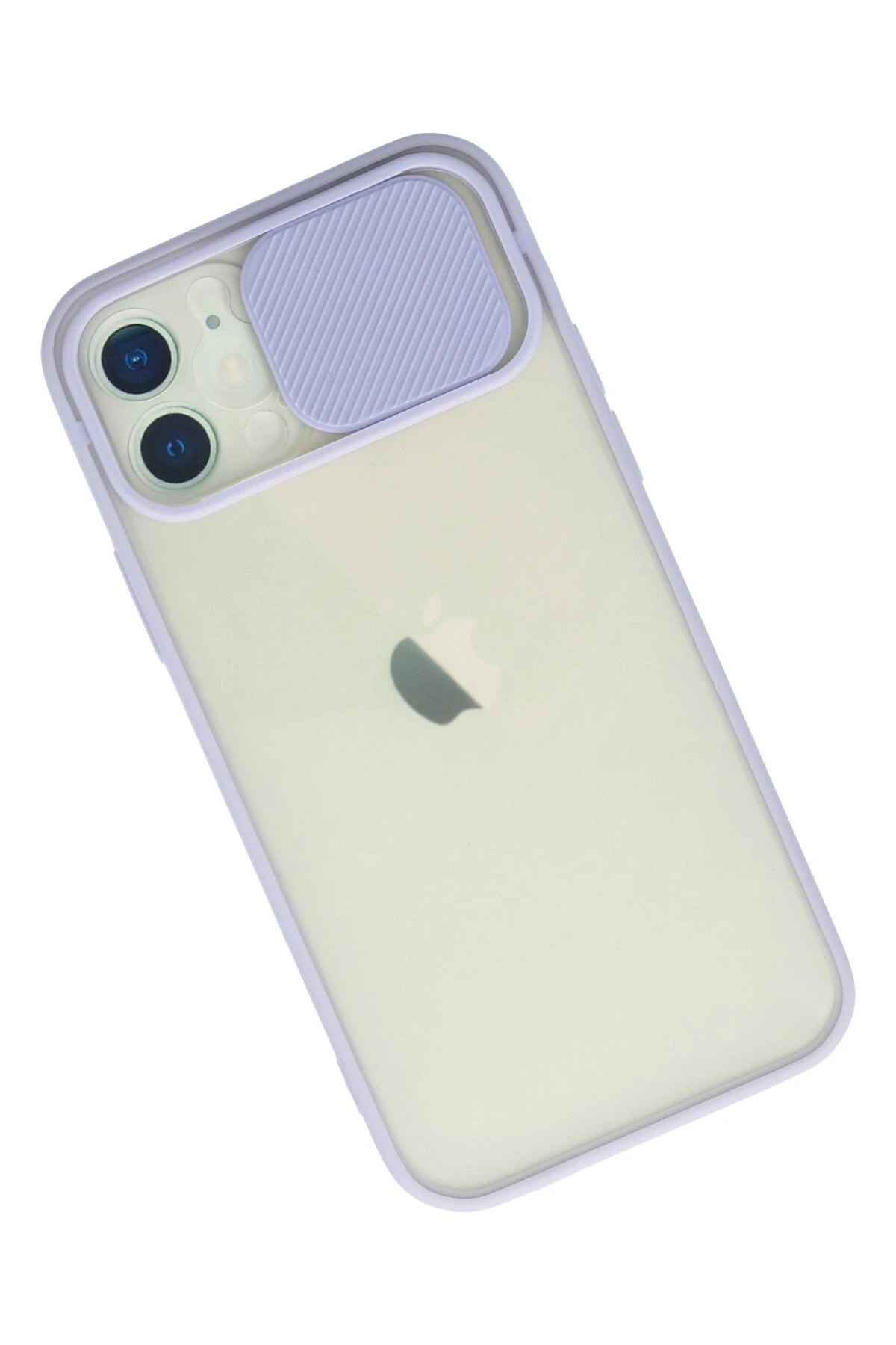 Newface iPhone 12 Kılıf Palm Buzlu Kamera Sürgülü Silikon - Lila