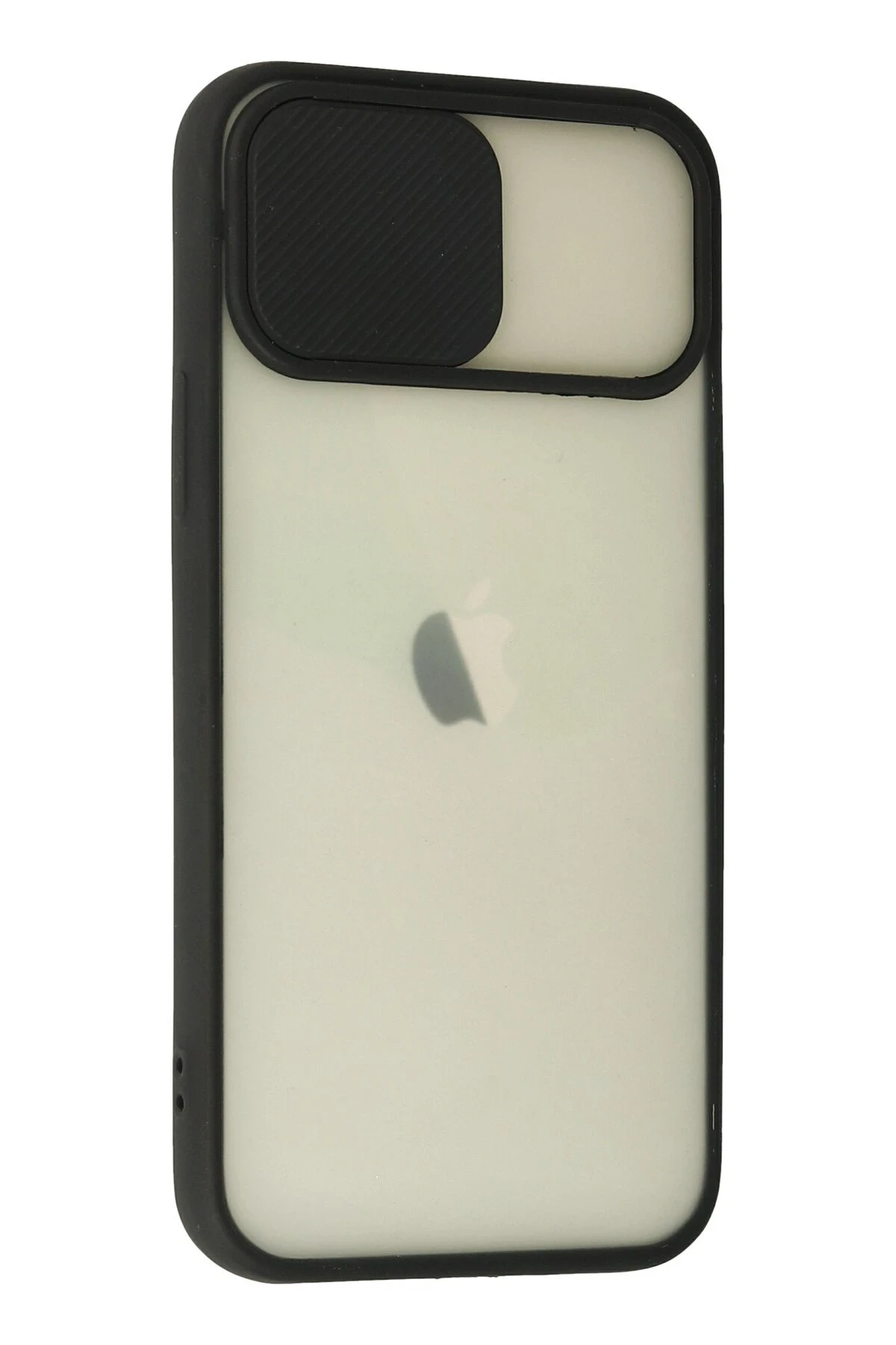 Newface iPhone 12 Kılıf Palm Buzlu Kamera Sürgülü Silikon - Siyah