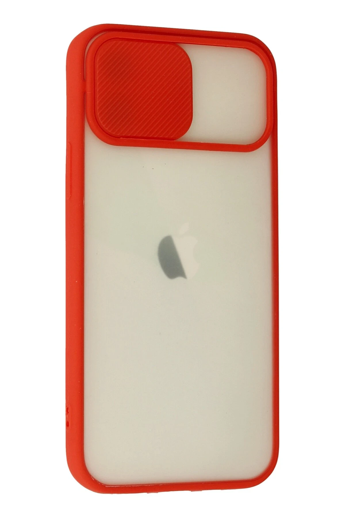 Newface iPhone 12 Kılıf Palm Buzlu Kamera Sürgülü Silikon - Kırmızı