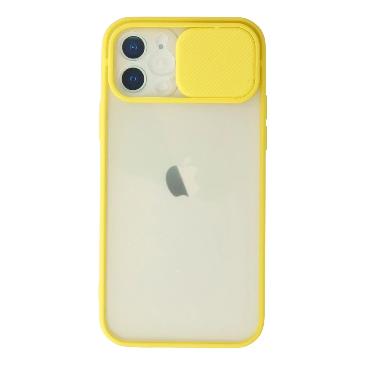 Newface Apple iPhone 12 Kılıf Palm Buzlu Kamera Sürgülü Silikon - Sarı