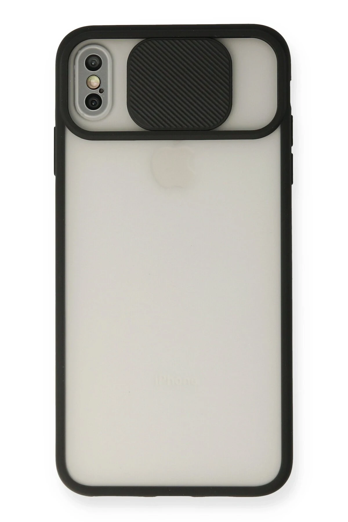 Newface iPhone XS Max Kılıf Palm Buzlu Kamera Sürgülü Silikon - Siyah
