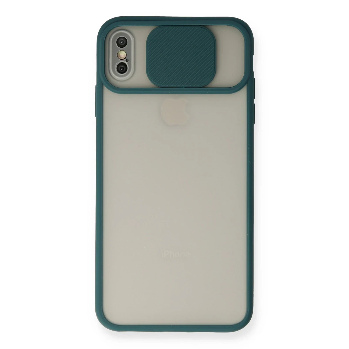 Newface Apple iPhone XS Max Kılıf Palm Buzlu Kamera Sürgülü Silikon - Yeşil