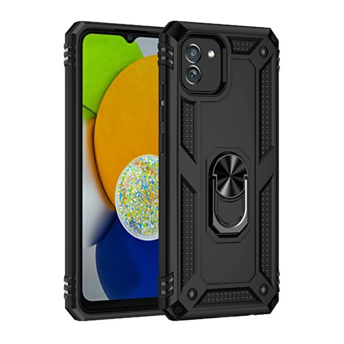 Newface Samsung Galaxy A03 Kılıf Sofya Yüzüklü Silikon Kapak - Siyah — görsel 2