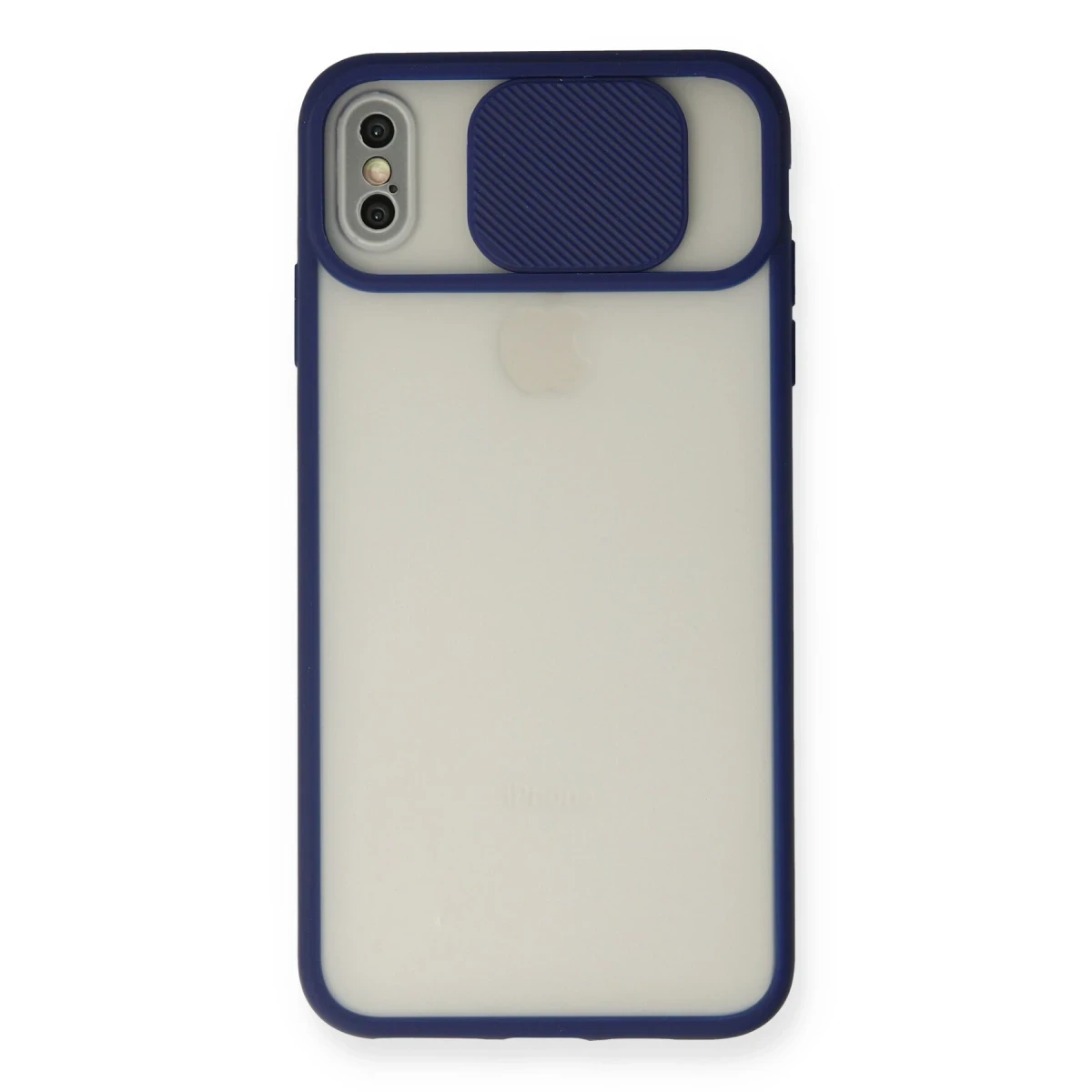 Newface Apple iPhone XS Max Kılıf Palm Buzlu Kamera Sürgülü Silikon - Lacivert