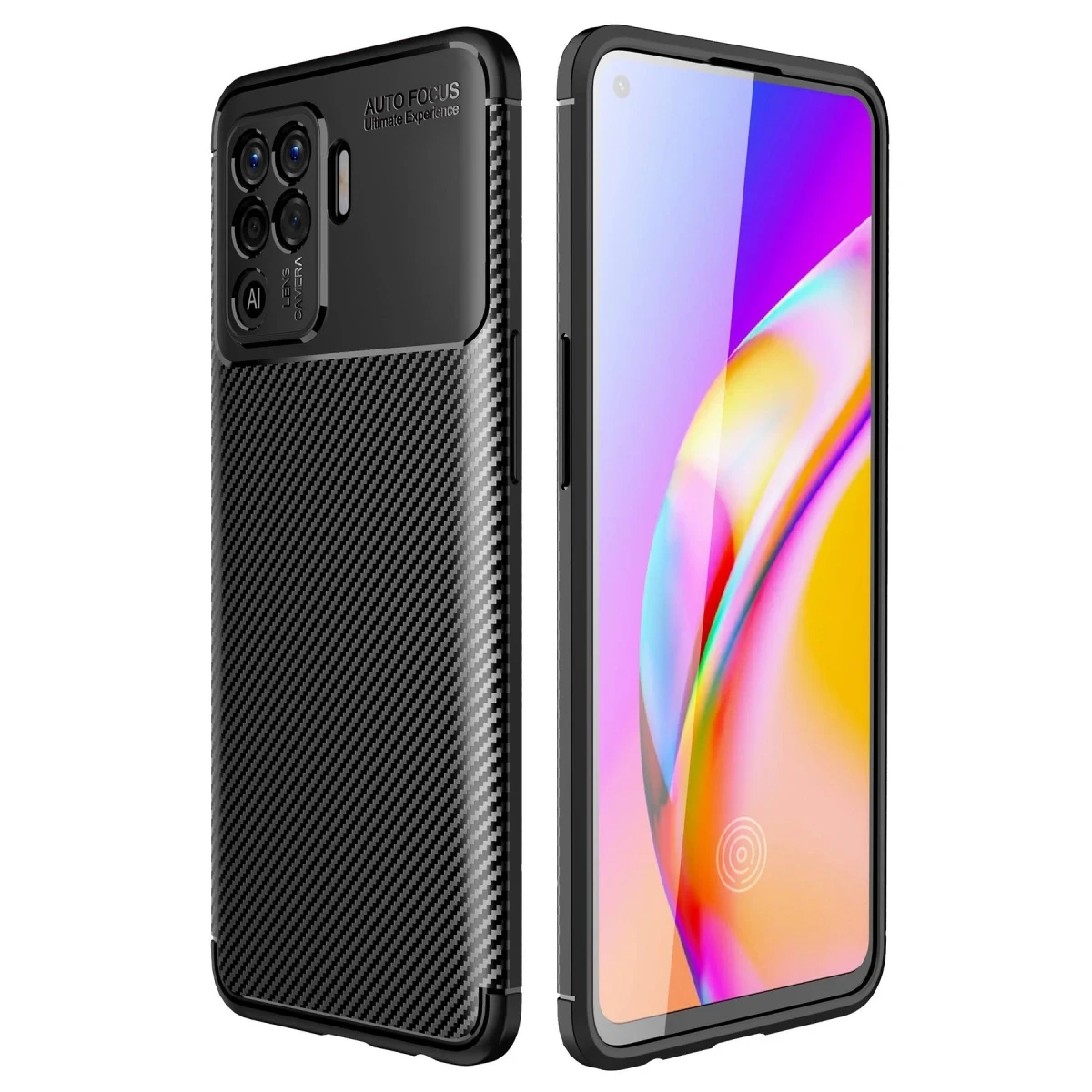 Newface Oppo Reno 5 Lite Kılıf Auto Focus Karbon Kapak - Siyah — görsel 4