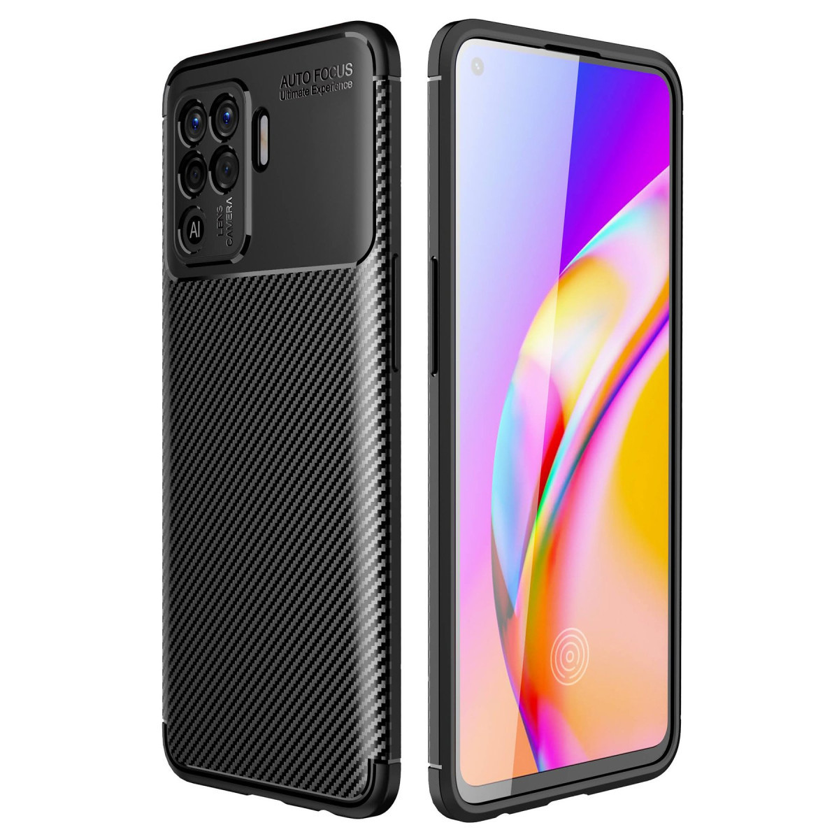 Newface Oppo Reno 5 Lite Kılıf Auto Focus Karbon Kapak - Siyah — görsel 7