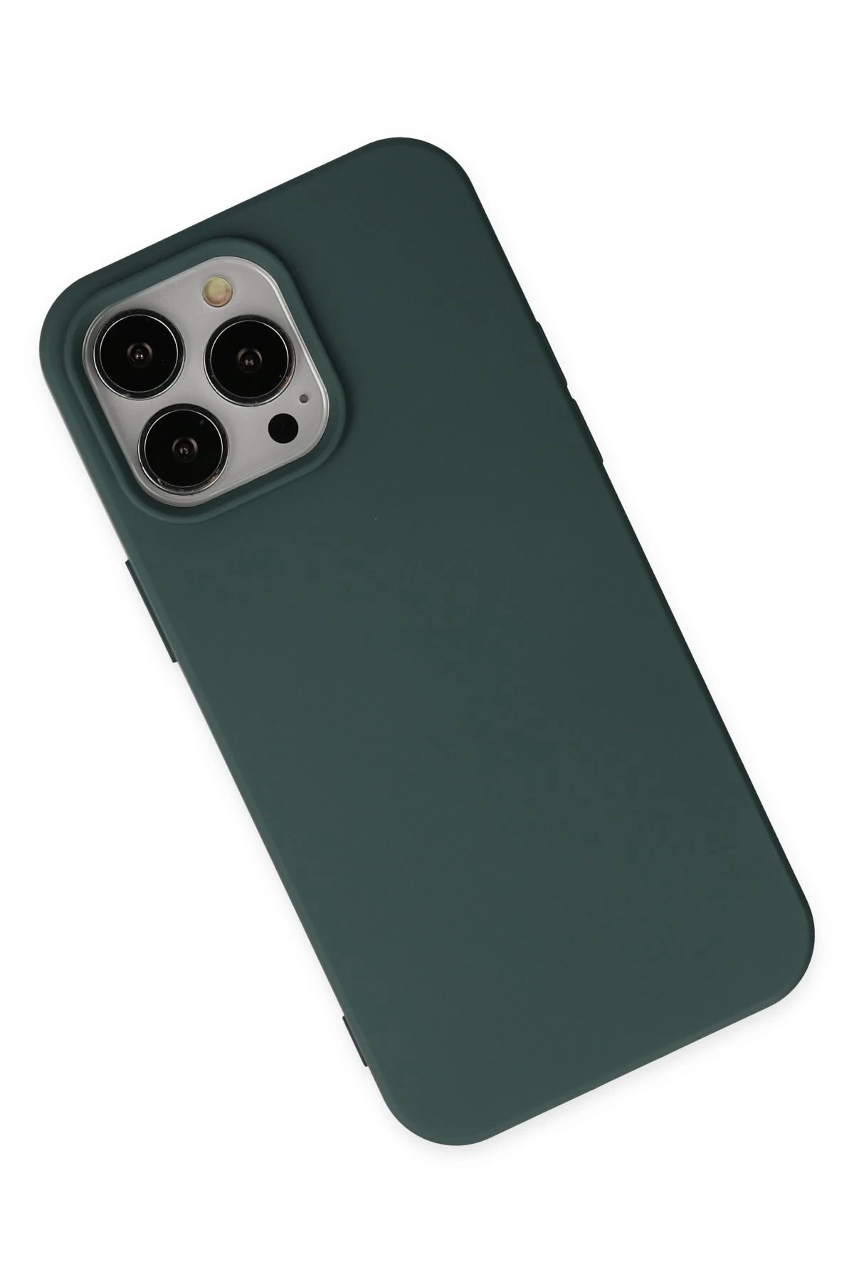 Newface iPhone 14 Pro Kılıf Nano içi Kadife Silikon - Koyu Yeşil