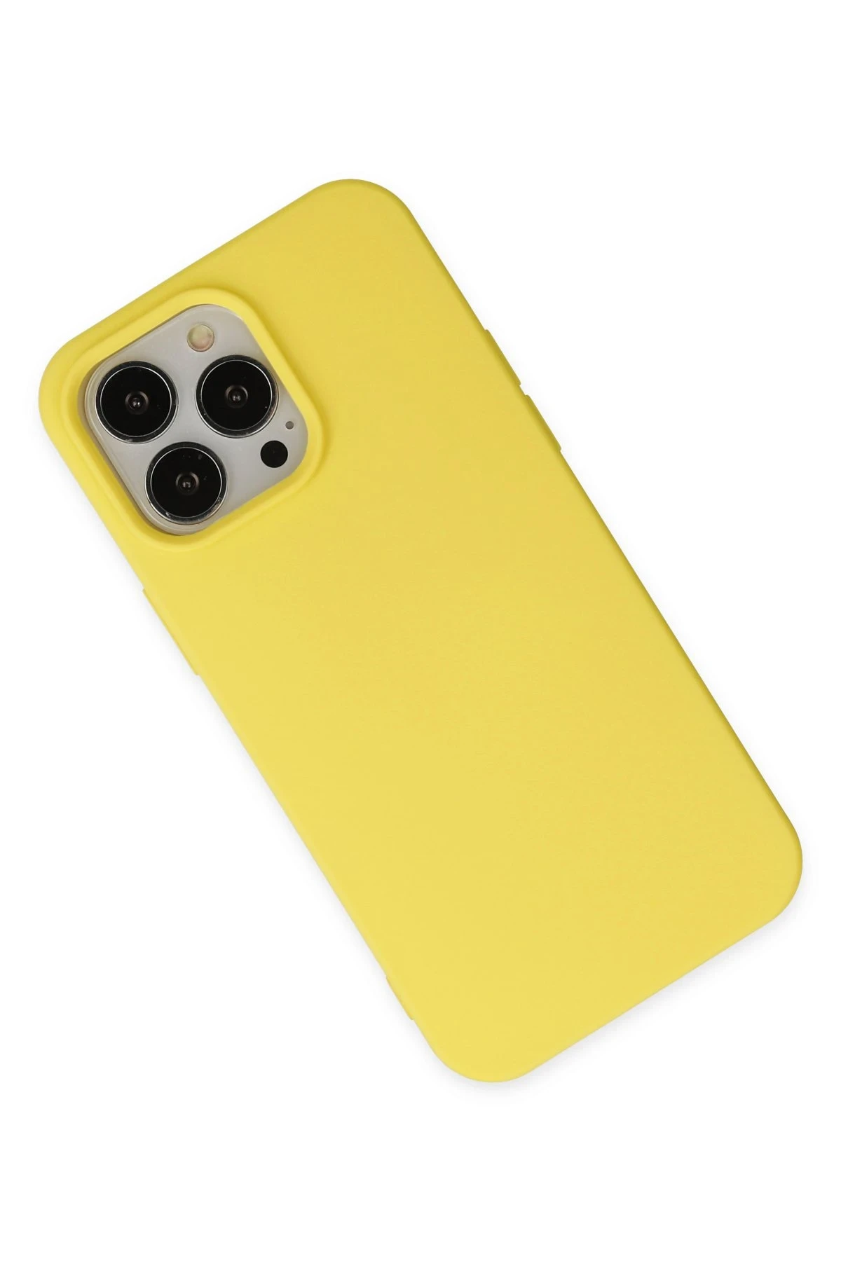 Newface iPhone 14 Pro Max Kılıf Nano içi Kadife Silikon - Sarı