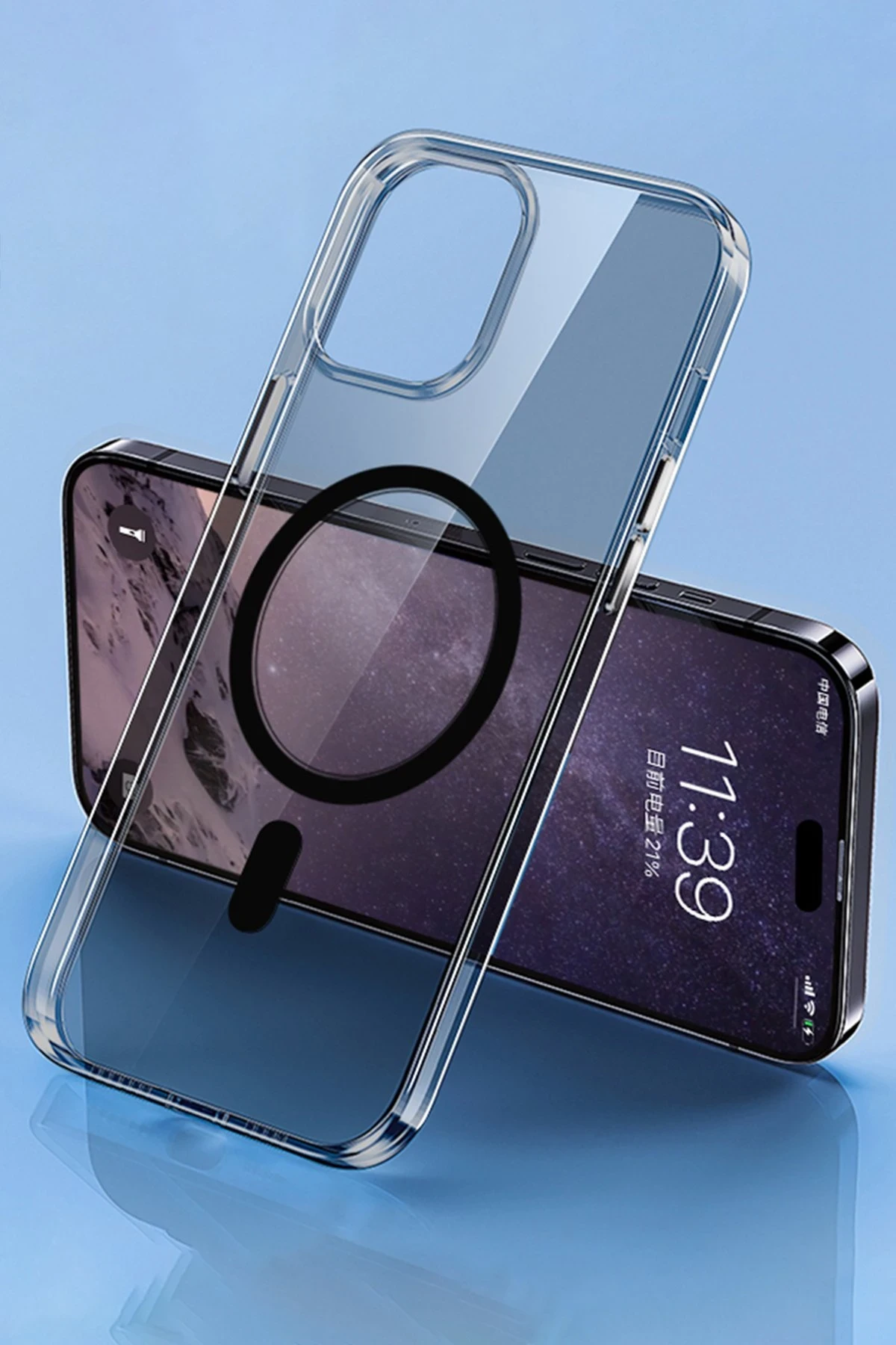 Newface Apple iPhone 14 Pro Max Kılıf Tron Şeffaf Magsafe Kapak - Siyah — görsel 3