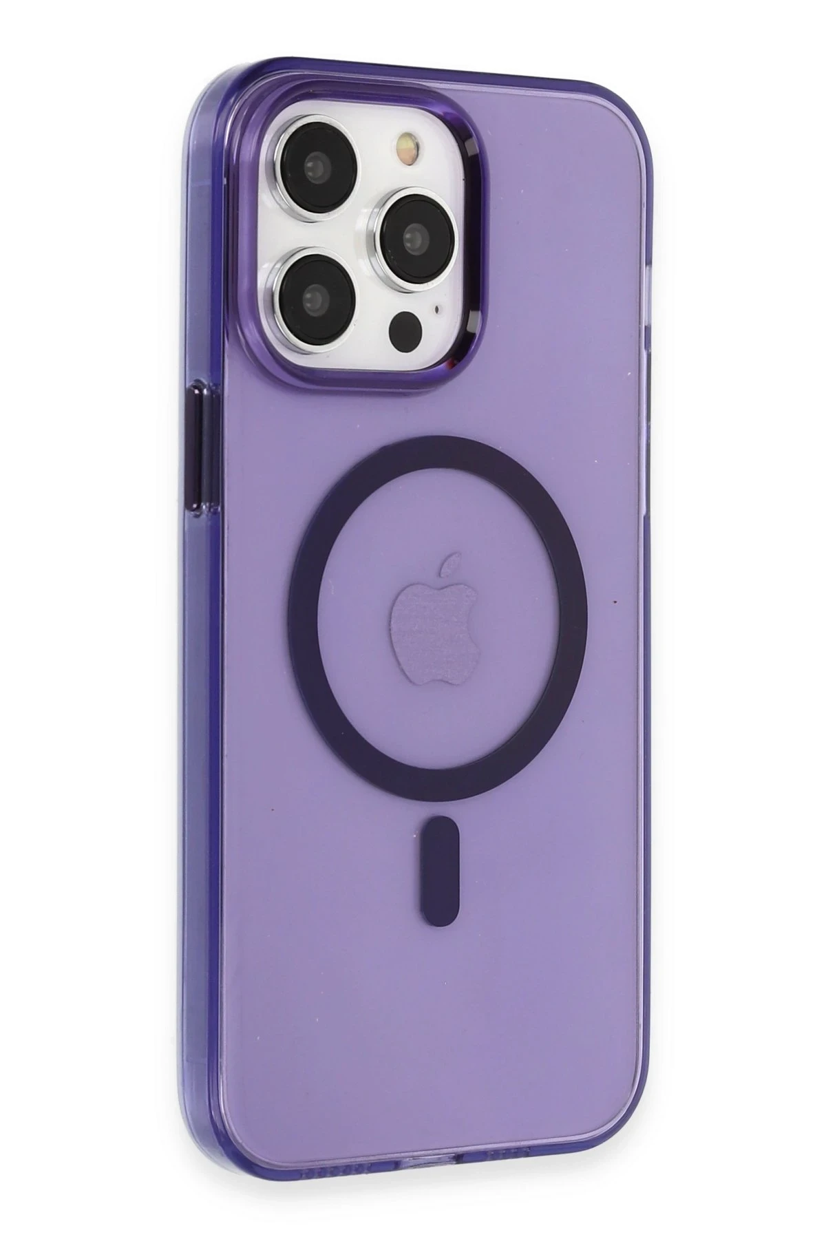 Newface iPhone 14 Pro Max Kılıf Tron Şeffaf Magsafe Kapak - Derin Mor