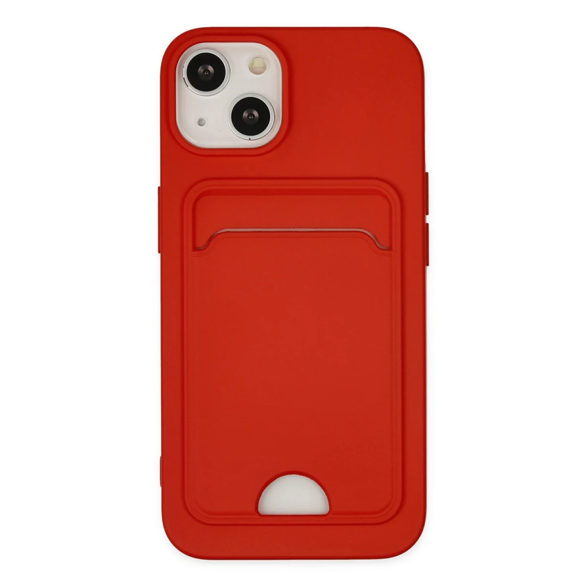 Newface Apple iPhone 14 Plus Kılıf Kelvin Kartvizitli Silikon - Kırmızı