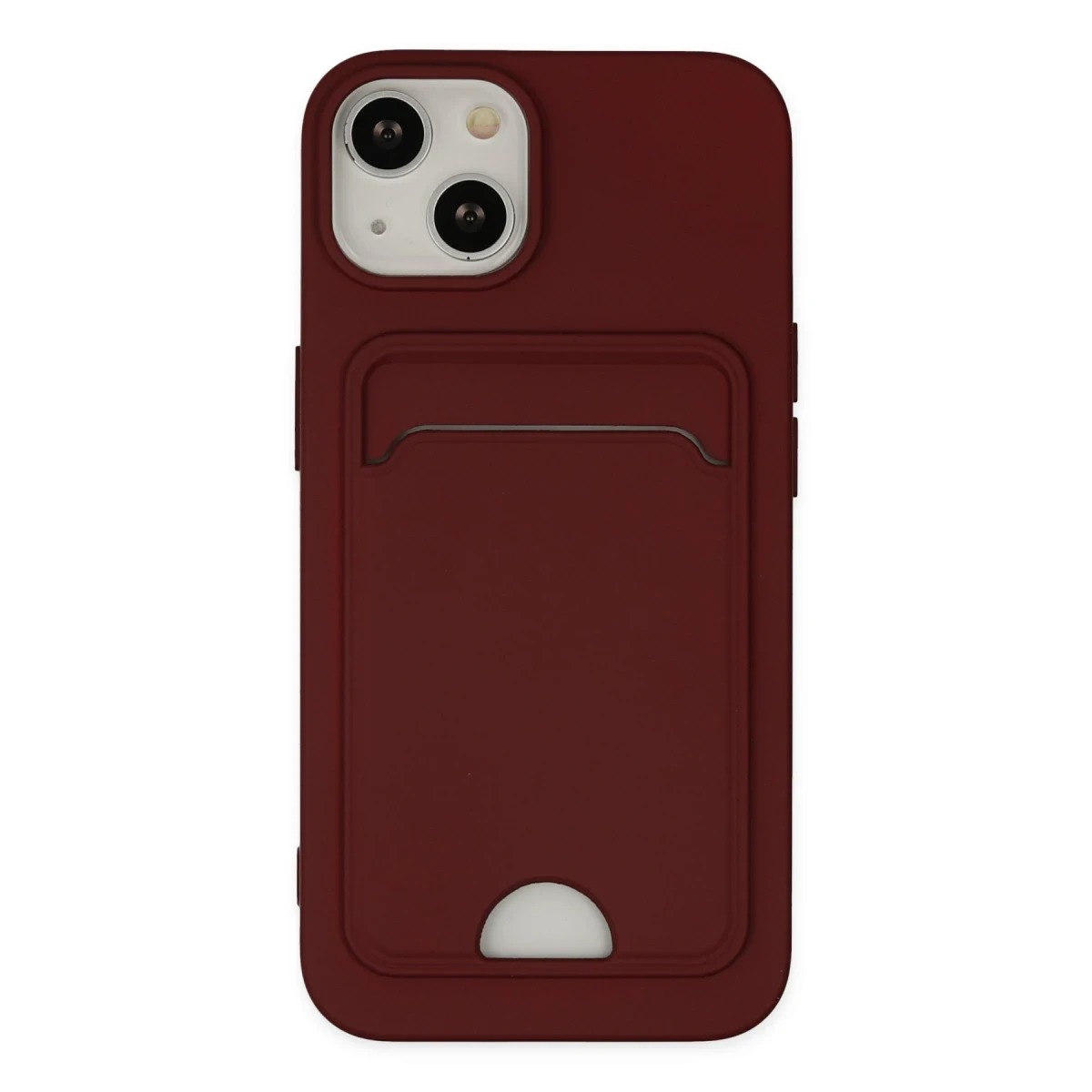 Newface Apple iPhone 14 Plus Kılıf Kelvin Kartvizitli Silikon - Bordo