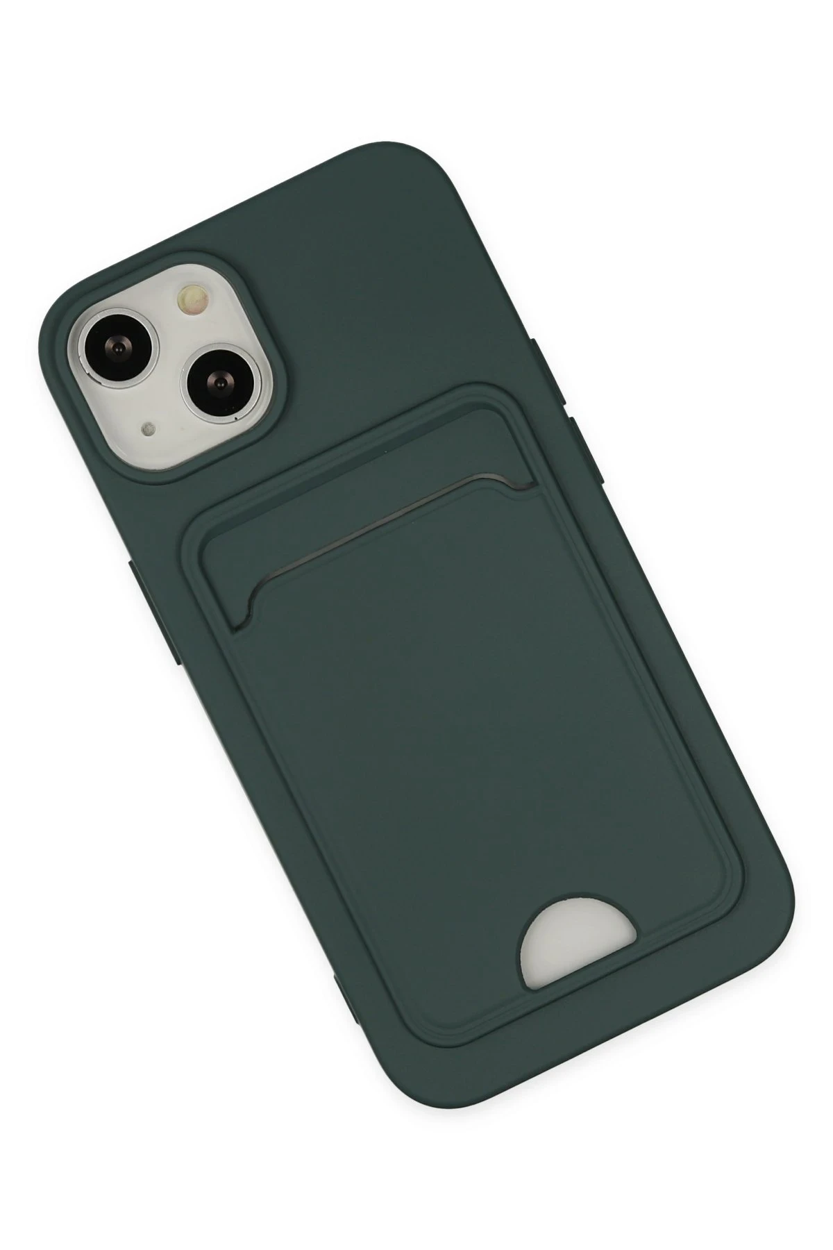 Newface iPhone 14 Plus Kılıf Kelvin Kartvizitli Silikon - Koyu Yeşil