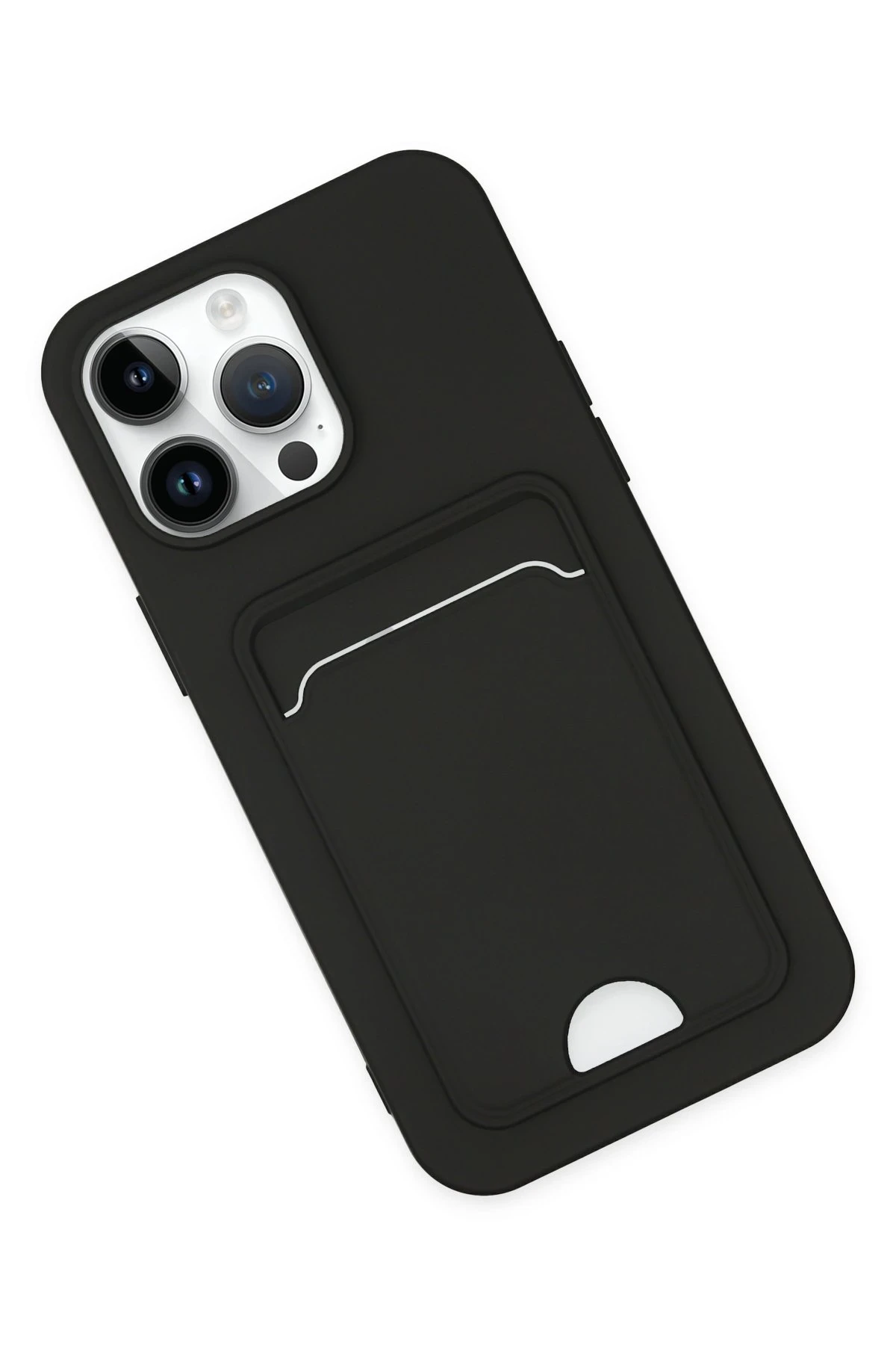 Newface iPhone 14 Pro Kılıf Kelvin Kartvizitli Silikon - Siyah