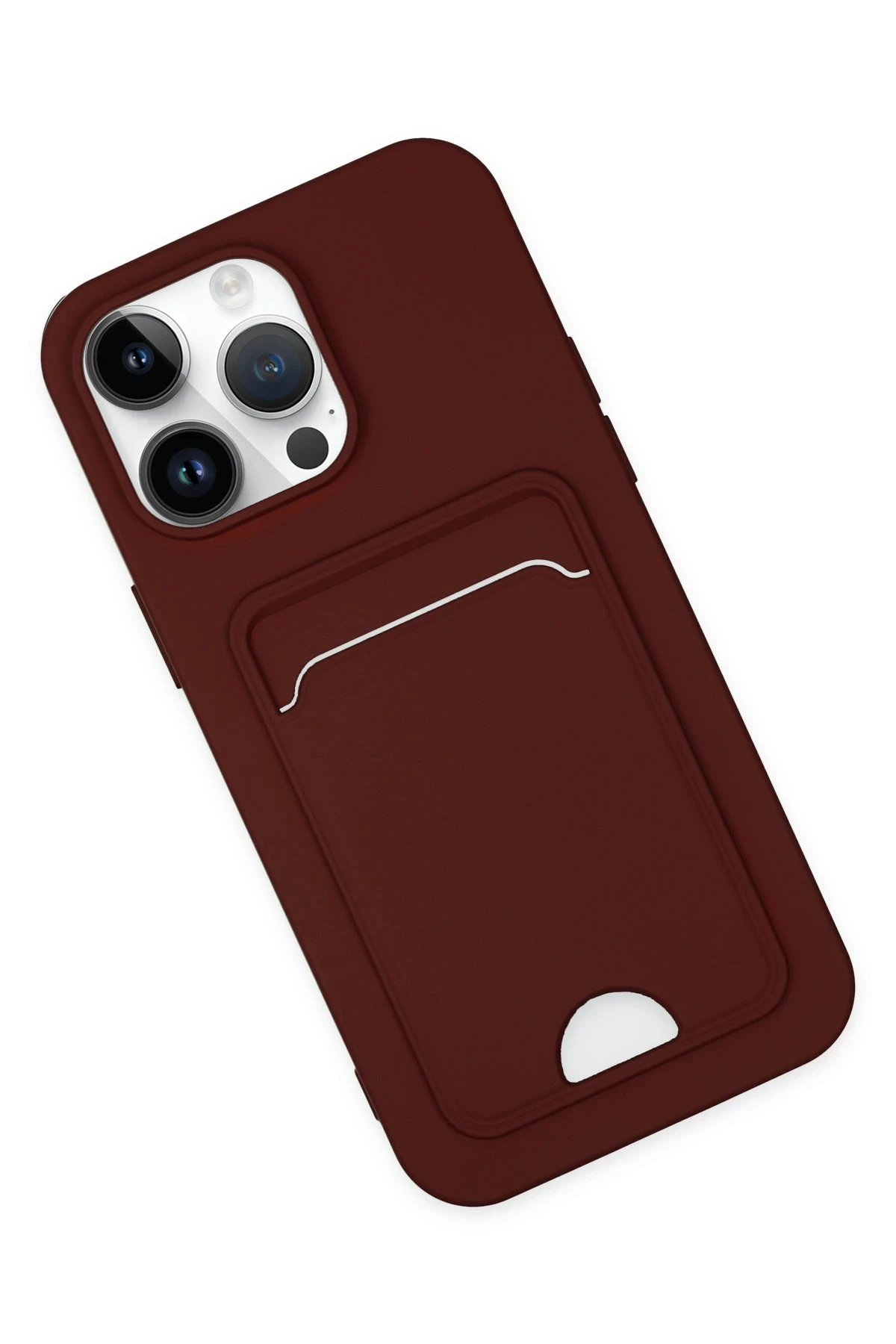 Newface iPhone 14 Pro Kılıf Kelvin Kartvizitli Silikon - Bordo