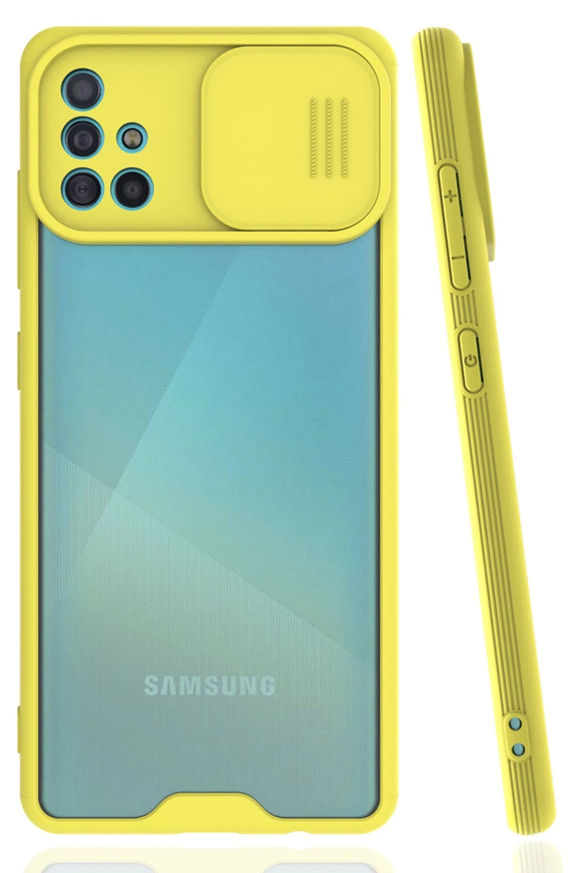 Newface Samsung Galaxy A51 Kılıf Platin Kamera Koruma Silikon - Sarı