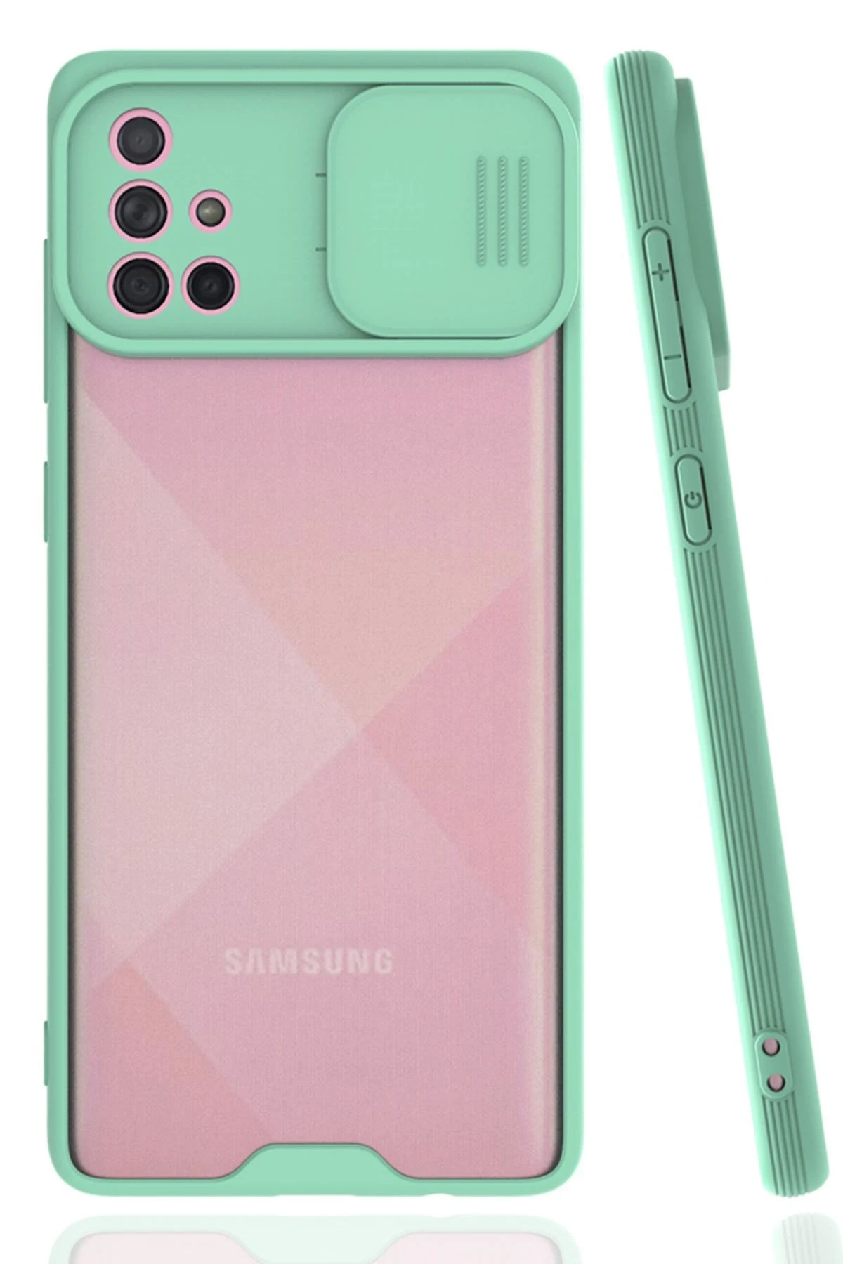 Newface Samsung Galaxy A71 Kılıf Platin Kamera Koruma Silikon - Açık Yeşil