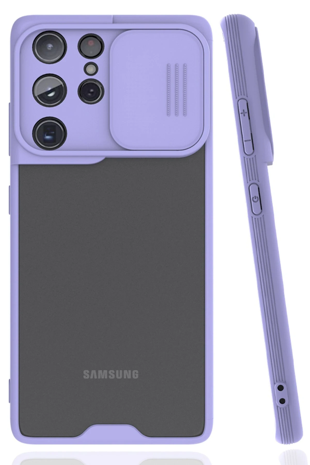 Newface Samsung Galaxy S21 Ultra Kılıf Platin Kamera Koruma Silikon - Lila