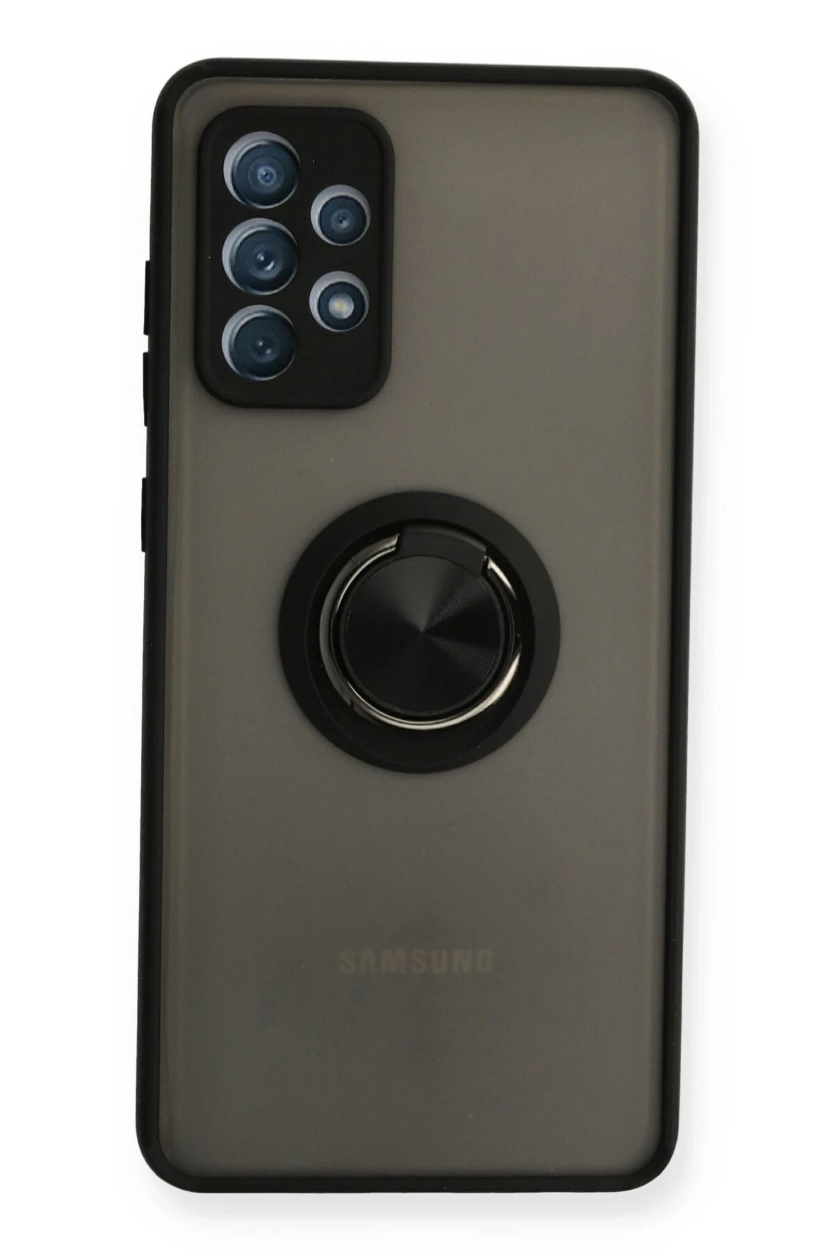 Newface Samsung Galaxy A52 Kılıf Montreal Yüzüklü Silikon Kapak - Siyah