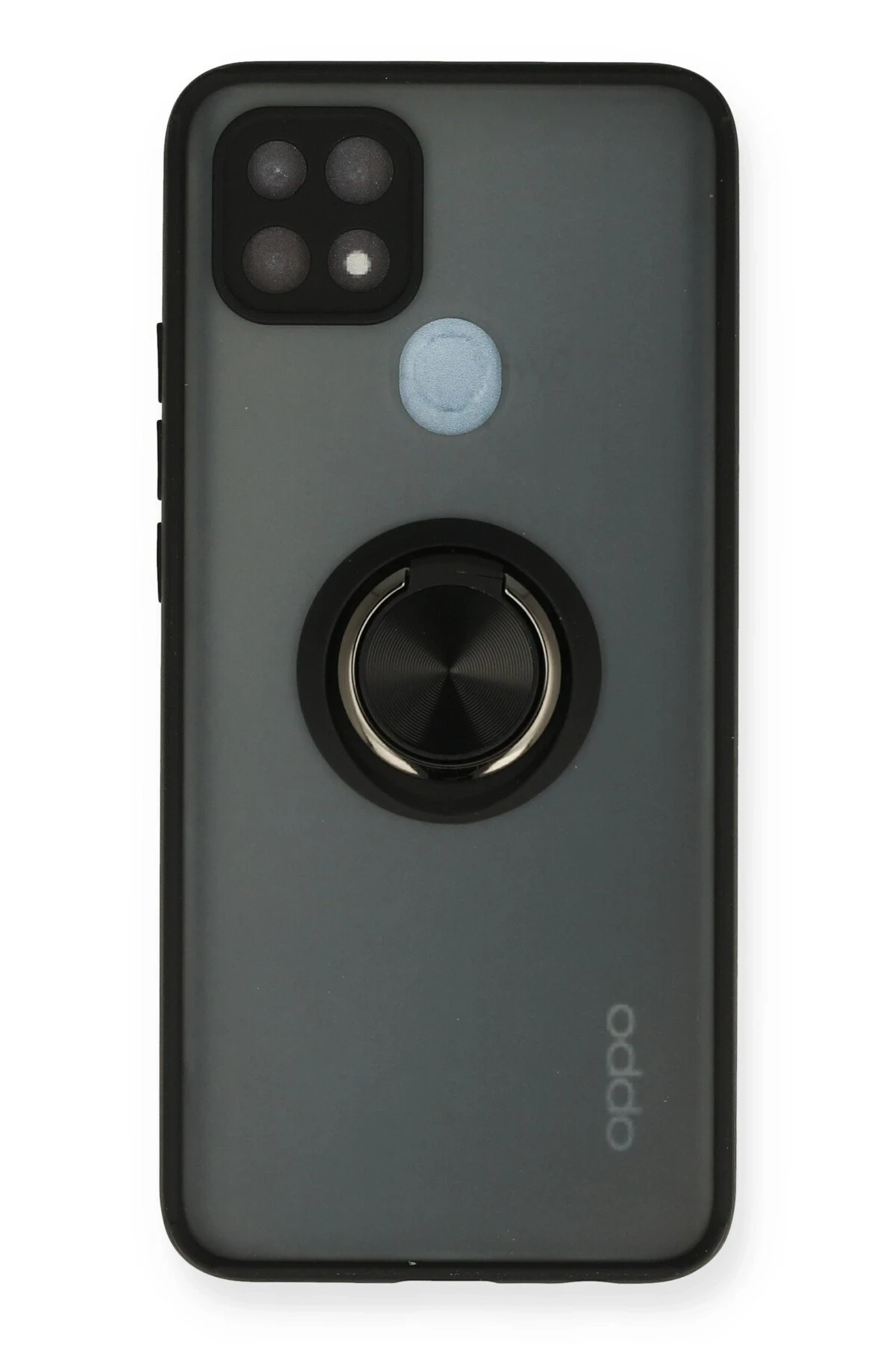 Newface Oppo A15 Kılıf Montreal Yüzüklü Silikon Kapak - Siyah